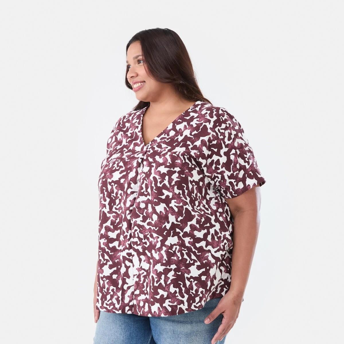 2 Curve Short Sleeve Woven Top Abst Ani, 2 of 5