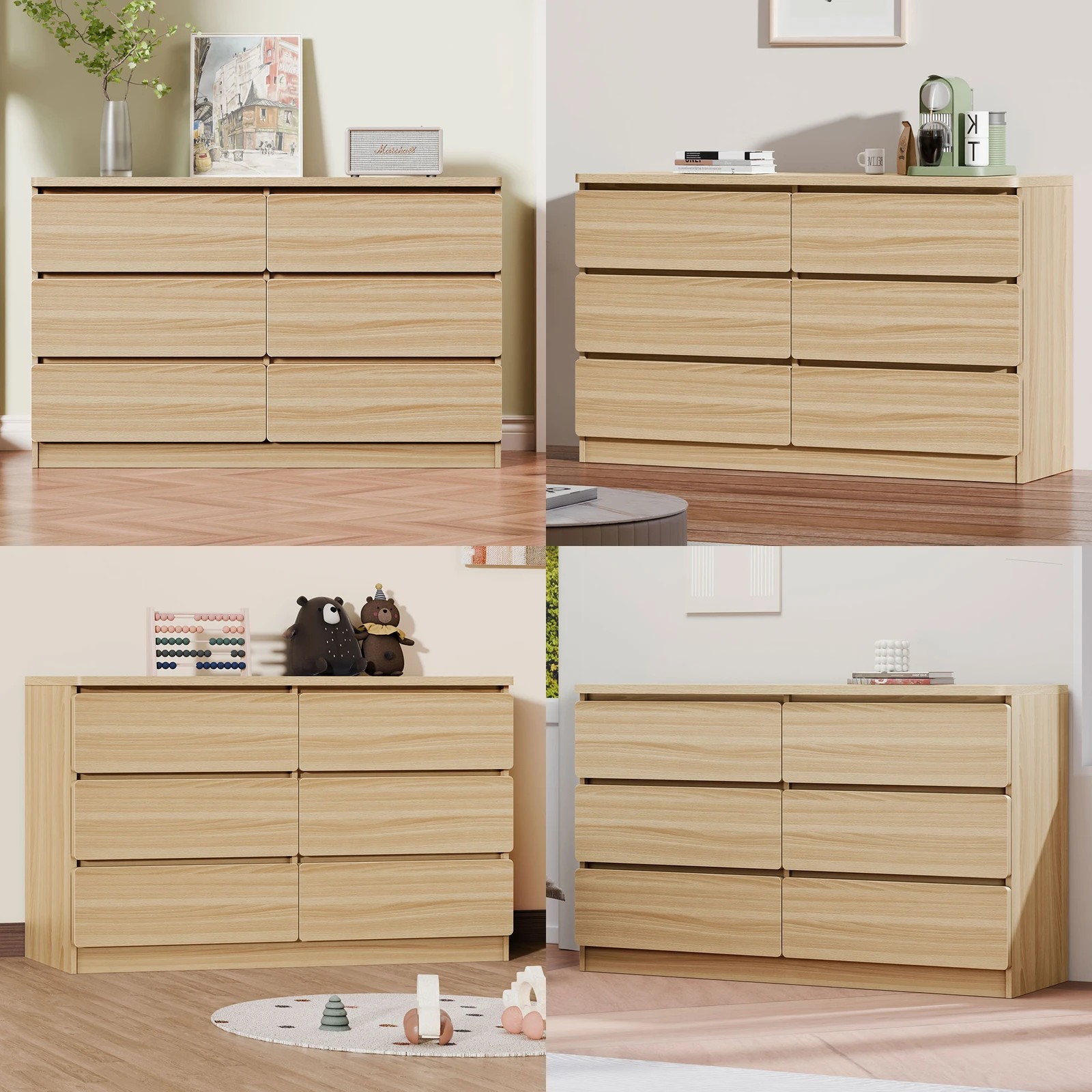 4 Alfordson 6 Chest of Drawers Minimalist Storage Cabinet Dresser - Oak, 4 of 10
