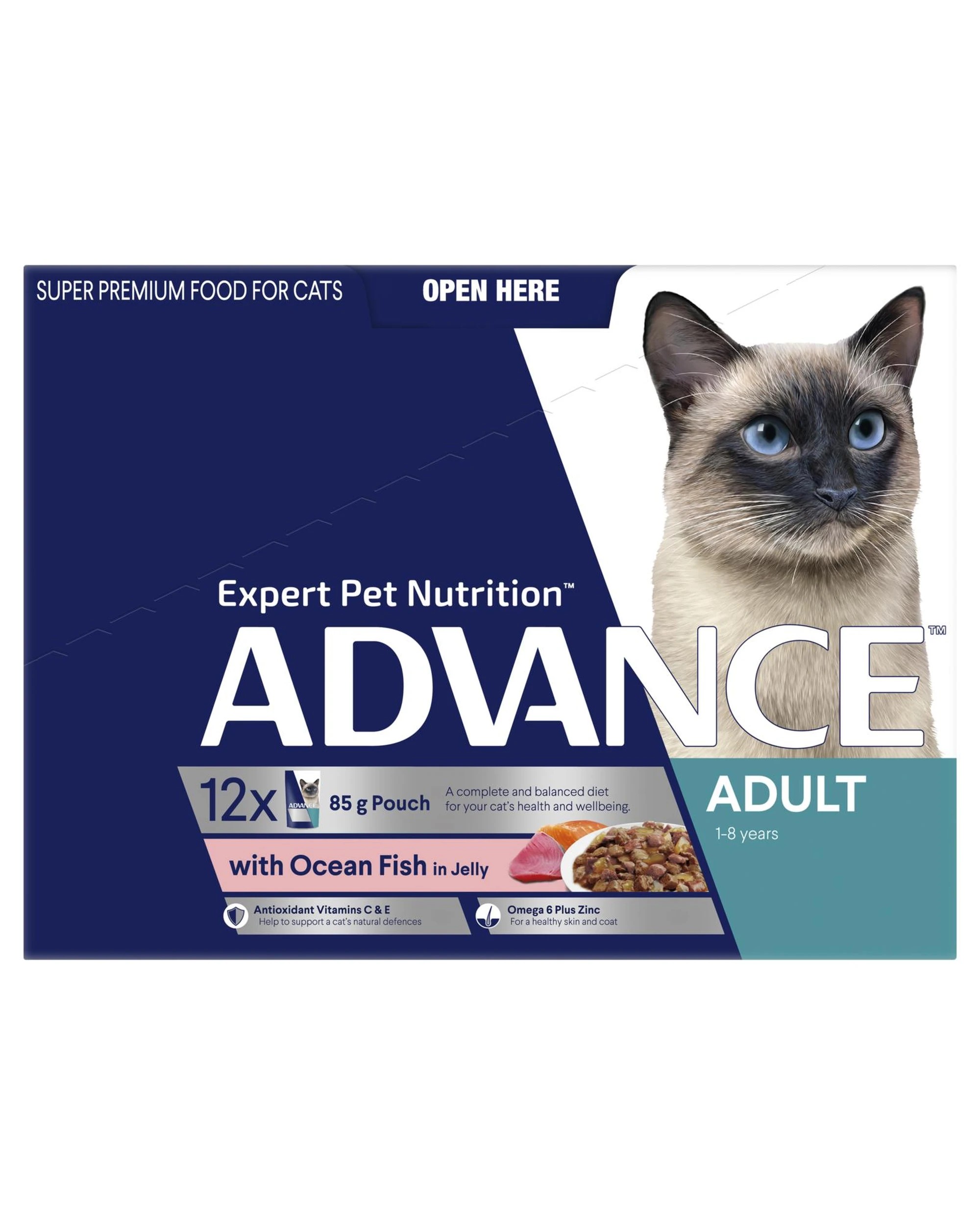 3 Advance Adult 1+ Wet Cat Food w/ Ocean Fish in Jelly 12 x 85g, 3 of 3