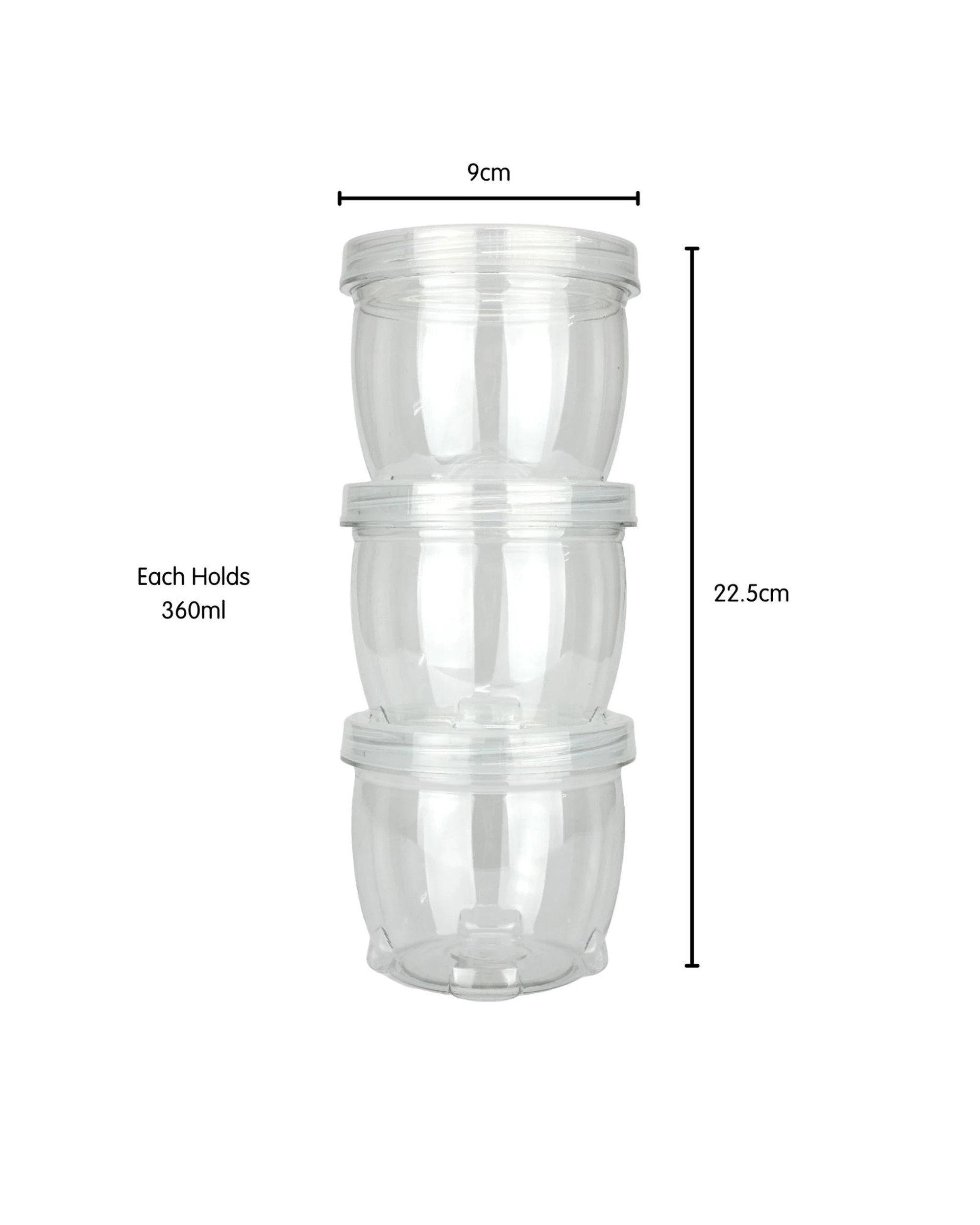 3 Lemon & Lime Twist Lock Stacking Containers 360ml Pack of 3 - Clear, 3 of 3