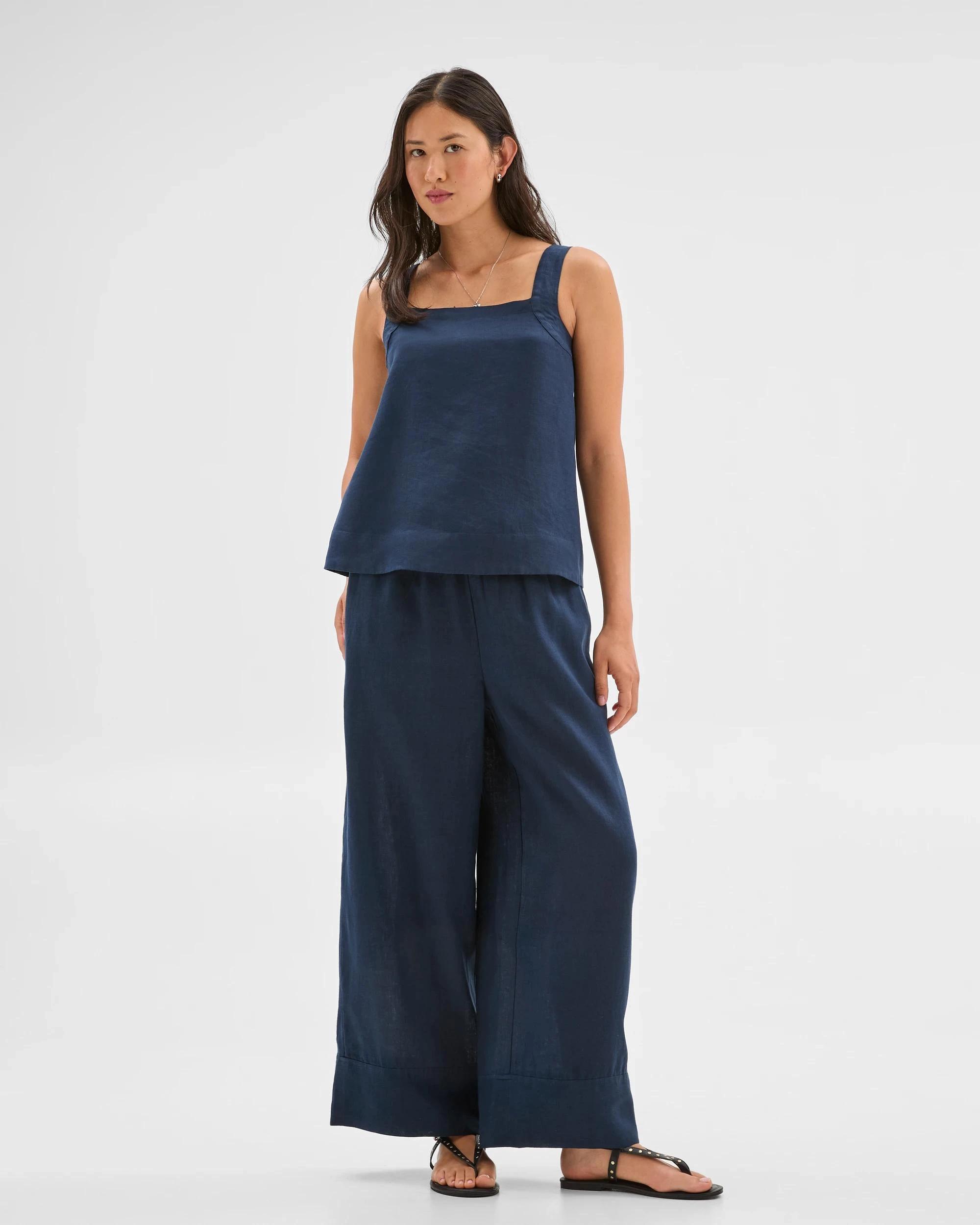 1 Target European Linen Stitch Detail Cami NAVY BLUE, 1 of 7