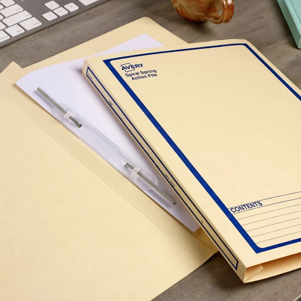 3 Avery Foolscap Spiral Spring File Buff with Blue Print, 3 of 5