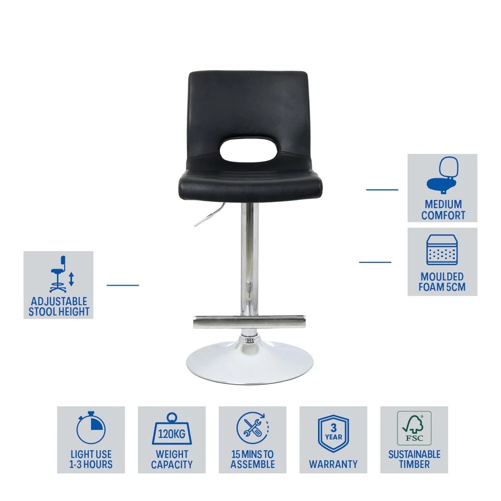 2 Domino Barstool Black Visitor Chairs and Stools, 2 of 4