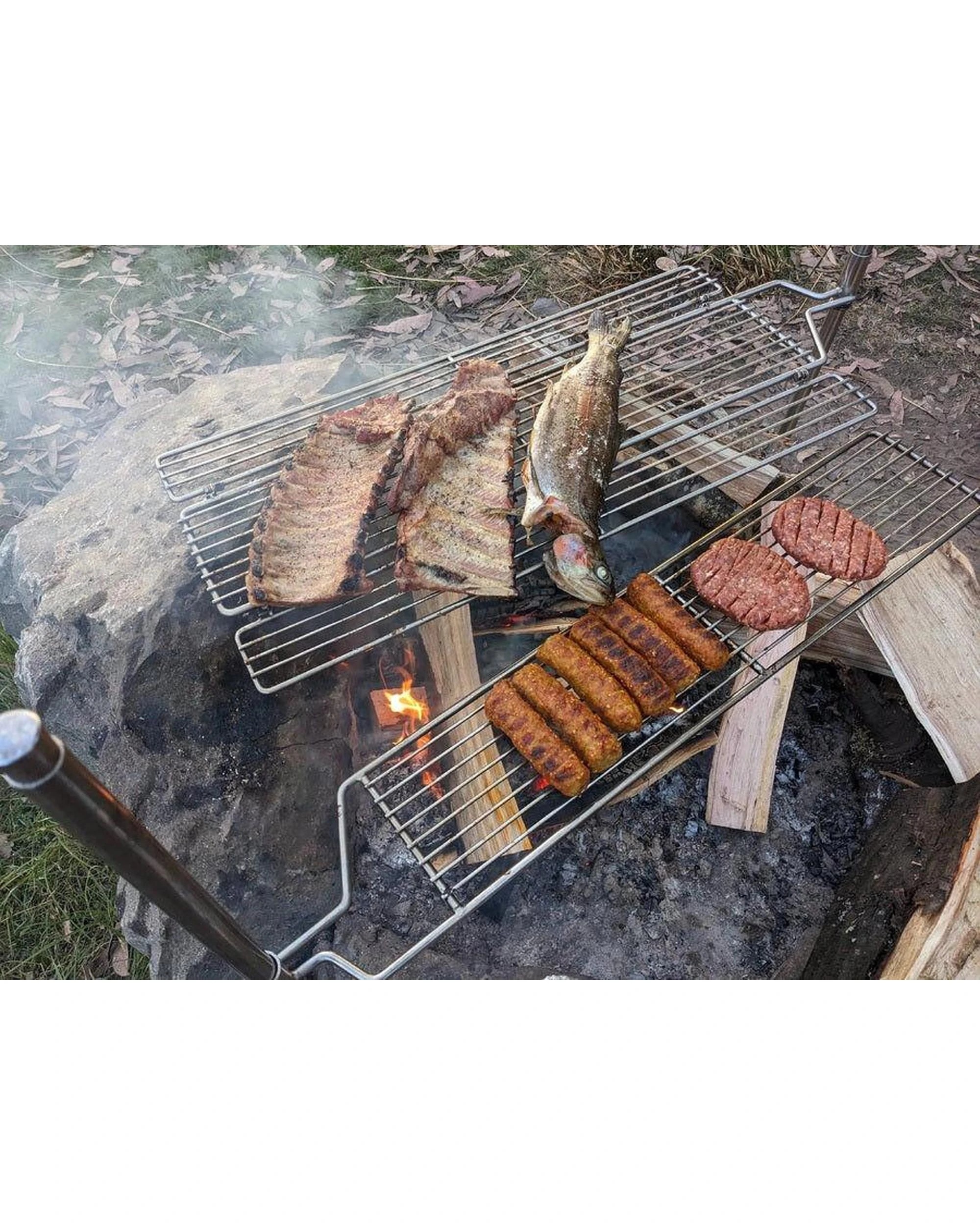 6 Auspit Stainless Steel Grill 680mm x 150mm Camping BBQ, 6 of 10