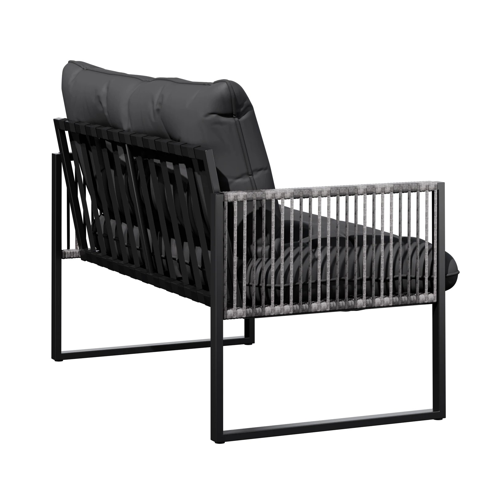 6 Alfordson 2PCS Outdoor Lounge Sofa Set Wicker Furniture Table and Chairs Garden - Black Grey, 6 of 9