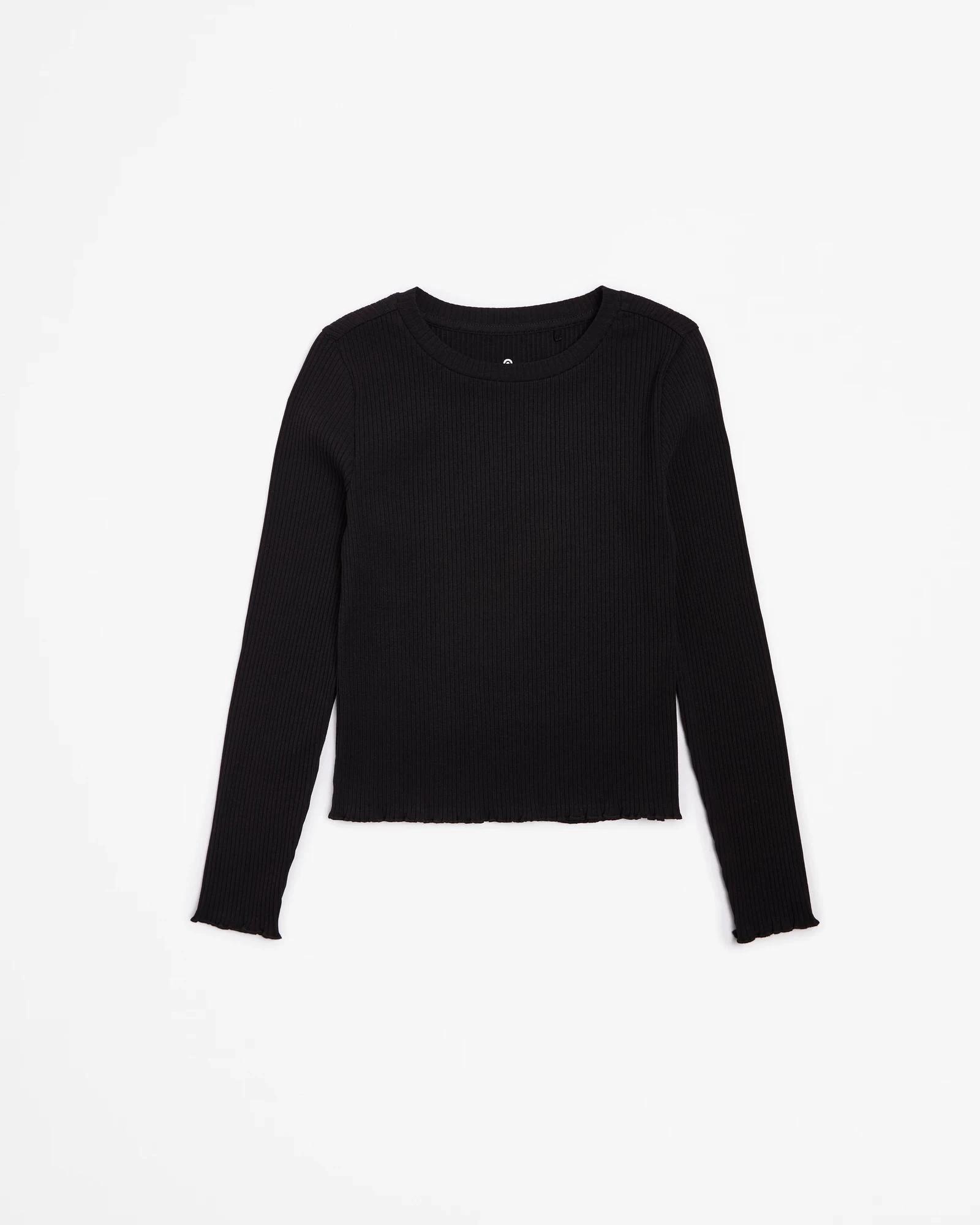 1 Target Australian Cotton Blend Long Sleeve Rib Top BLACK, 1 of 3