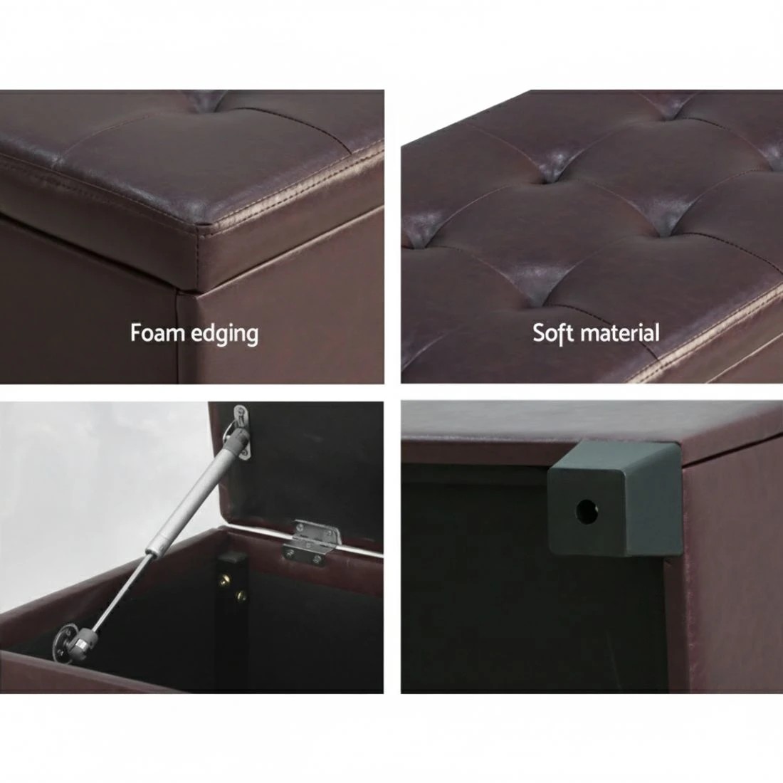 3 Artiss Storage Ottoman Blanket Box 97cm Leather - Brown, 3 of 7