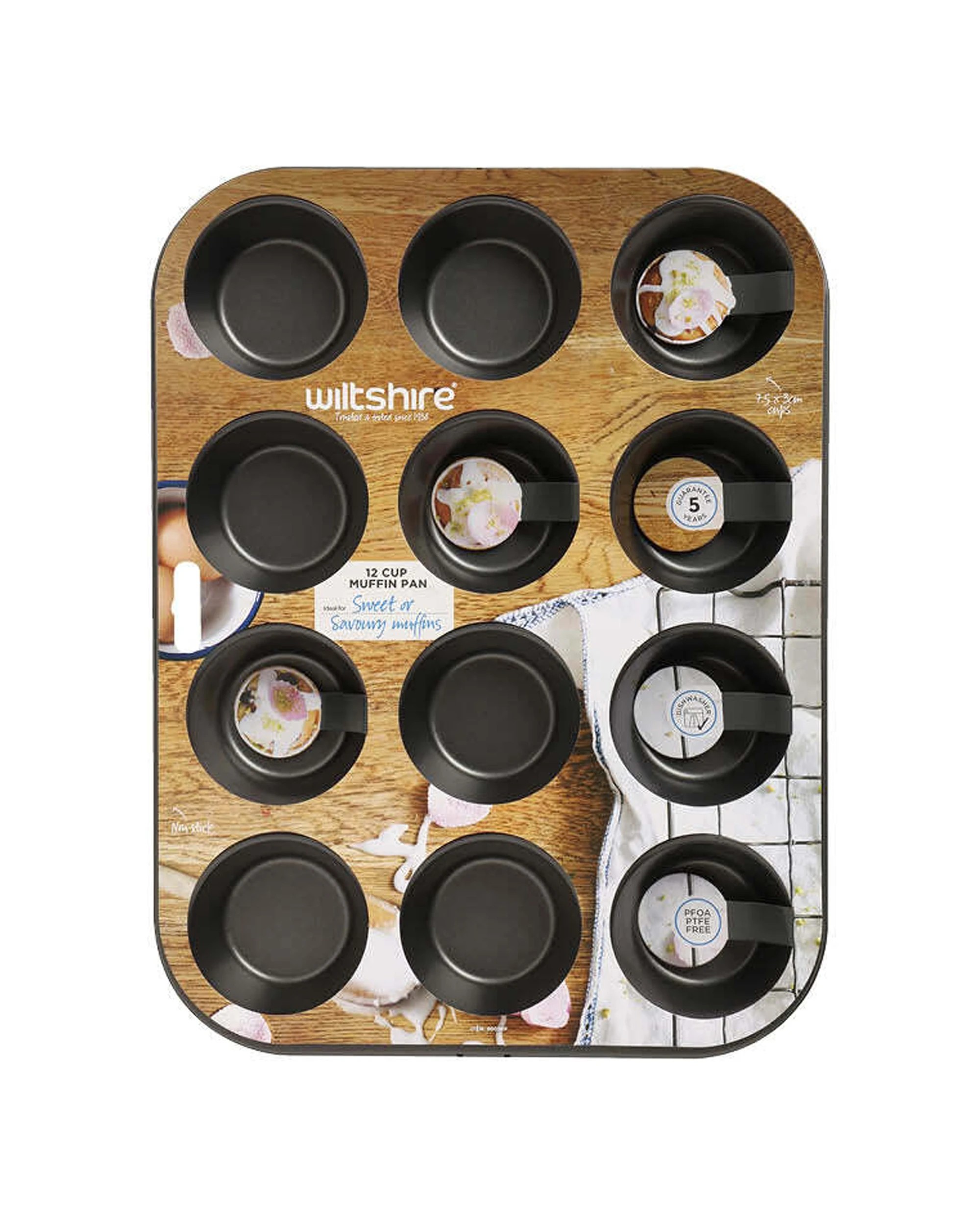 3 Wiltshire Easybake 12 Cup Cupcake Muffin Pan Baking Tray Non Stick Dishwasher Safe - Grey, 3 of 3