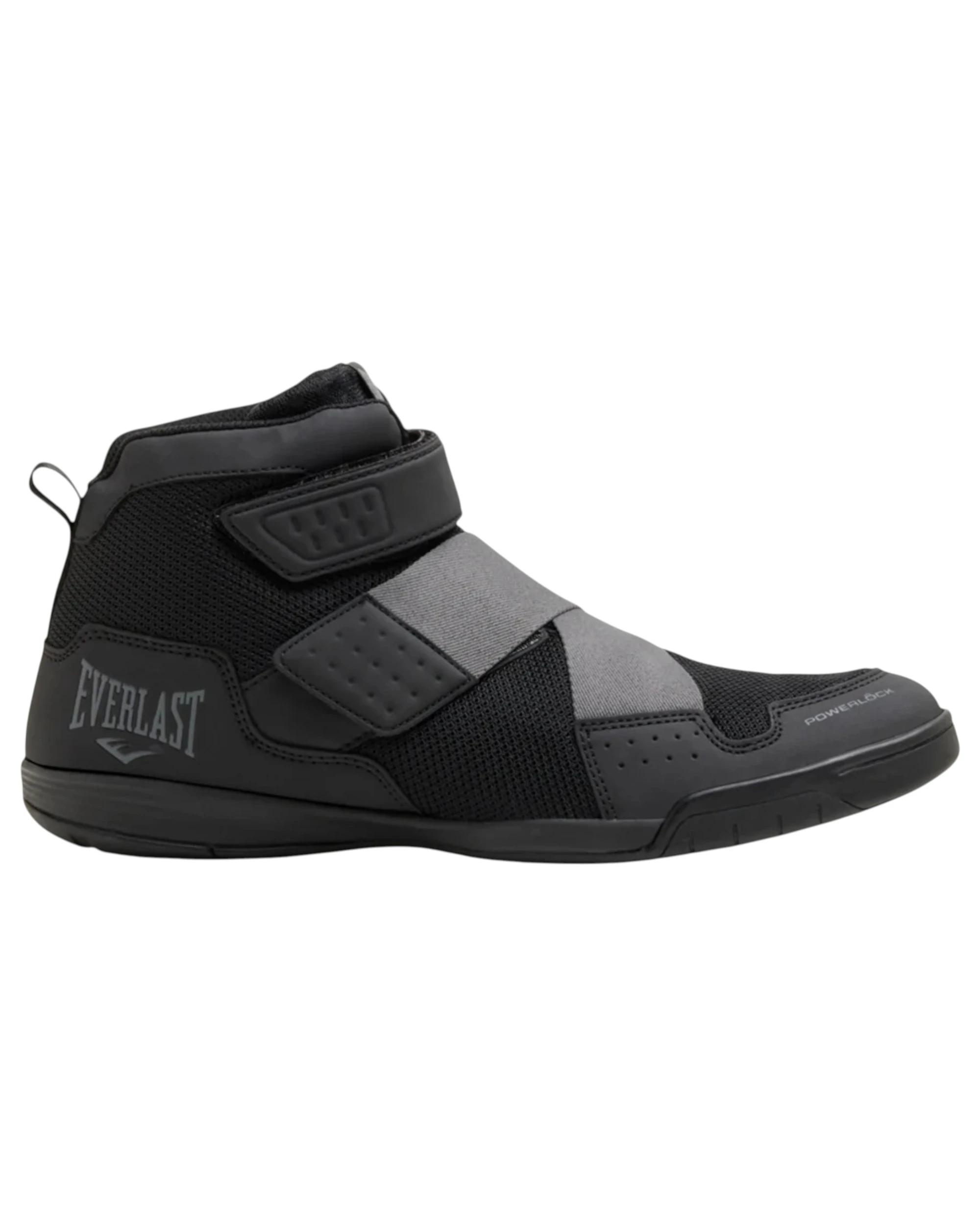 1 Everlast Mens Powerlock X-Trainer Black/ Grey Gym Training Boots Boxing Shoes BLACK/GREY, 1 of 8