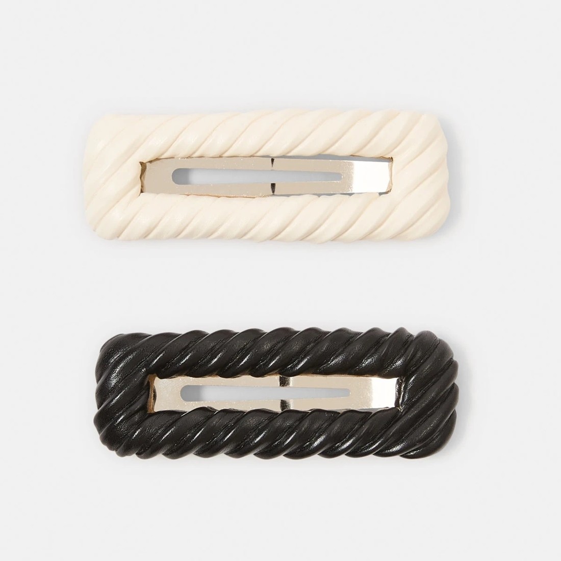 1 2 Pack Black Faux Leather Snap Hair Clip, 1 of 4