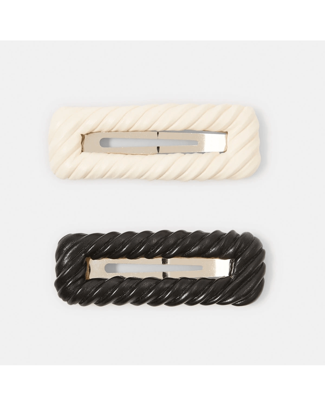 1 2 Pack Black Faux Leather Snap Hair Clip, 1 of 4