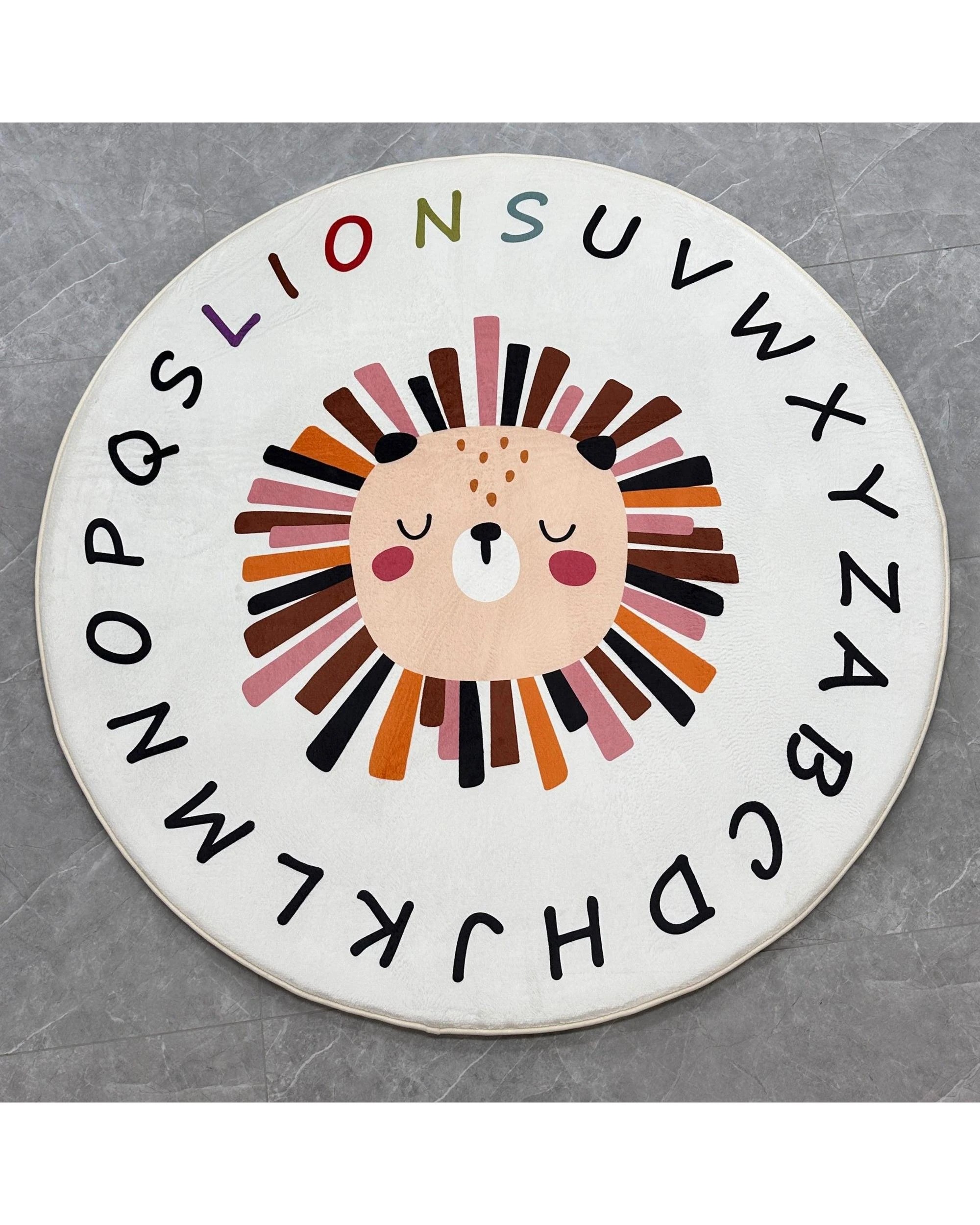 2 La Grace Home Ultra Soft Plush Kids Modern Alphabet Round Rug - 160x160cm, 2 of 3