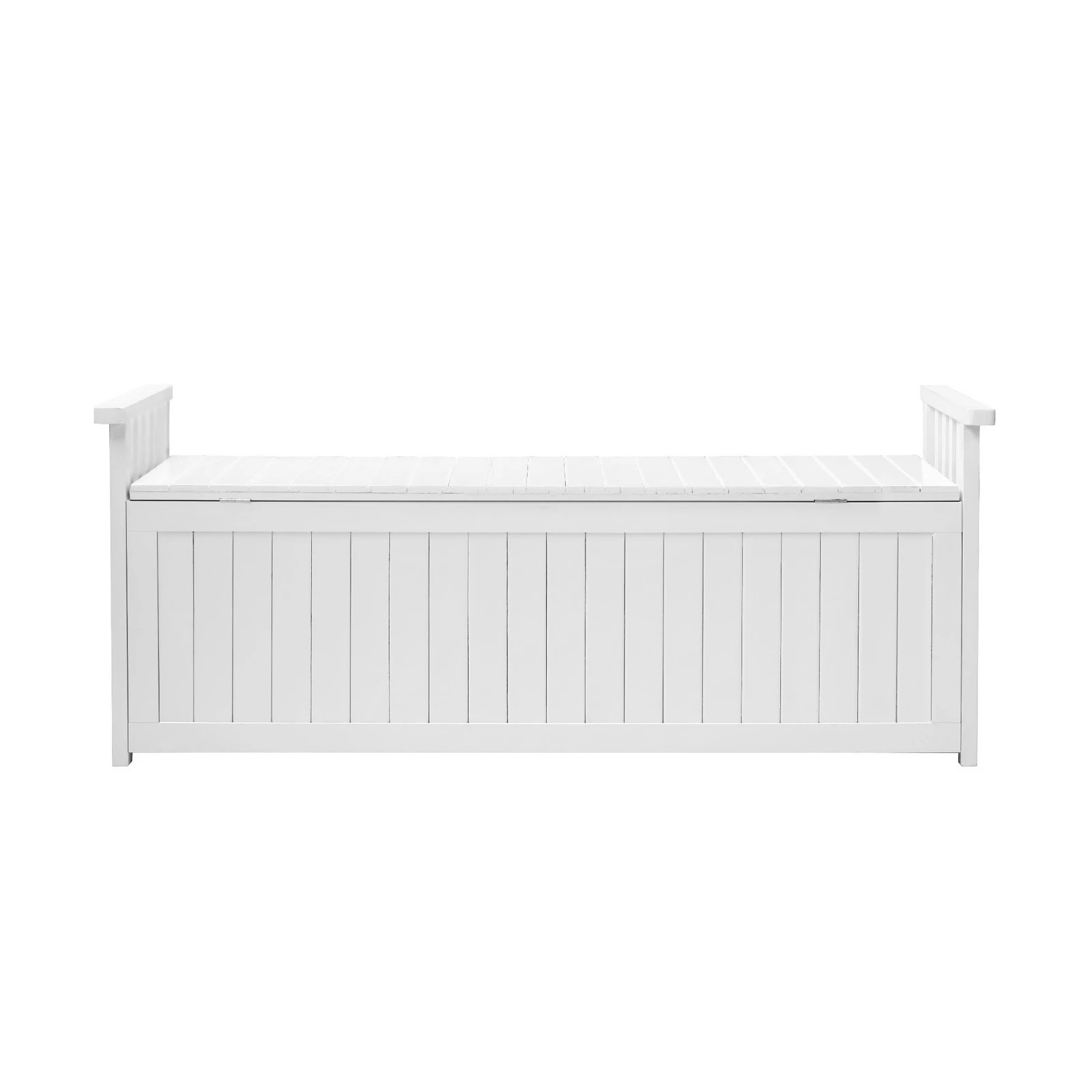 7 Livsip Outdoor Storage Box Garden Bench Wooden Cabinet Container Chest Toy Tool - White, 7 of 7
