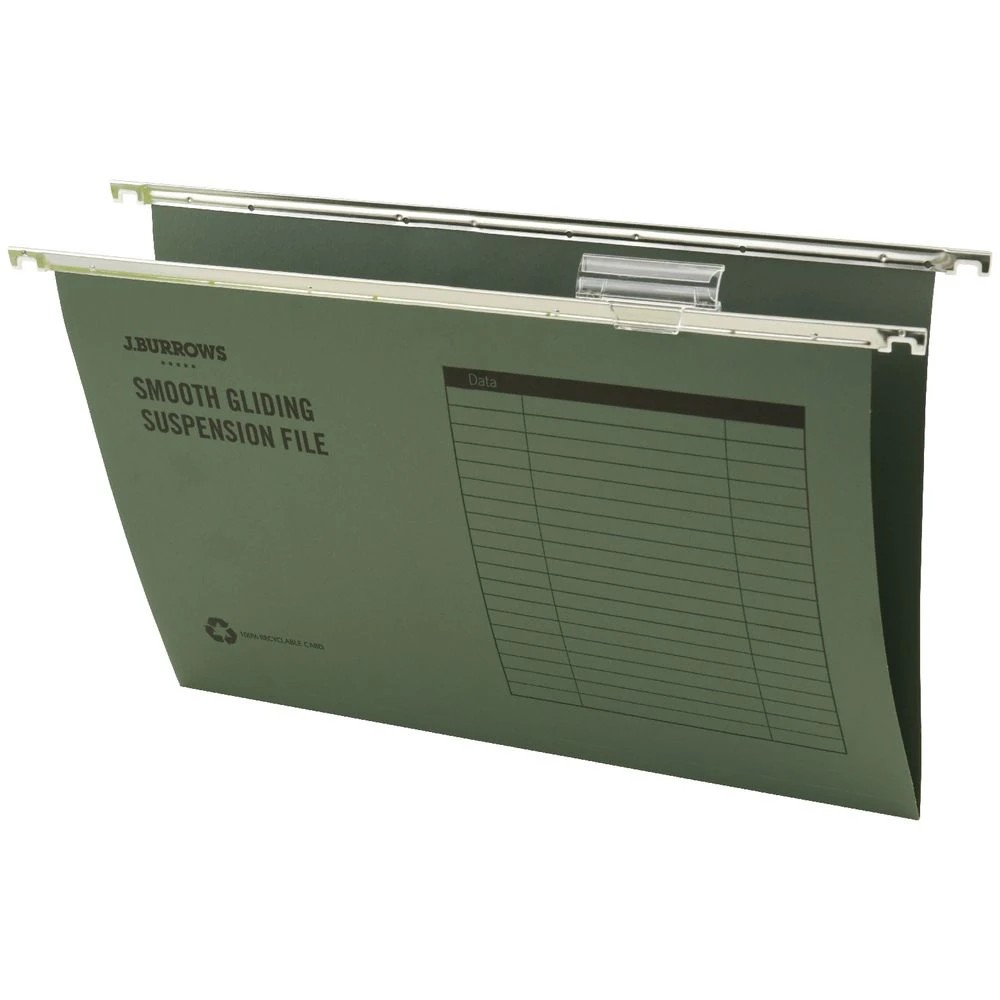 3 J.Burrows Foolscap Suspension Files Green 10 Pack, 3 of 3