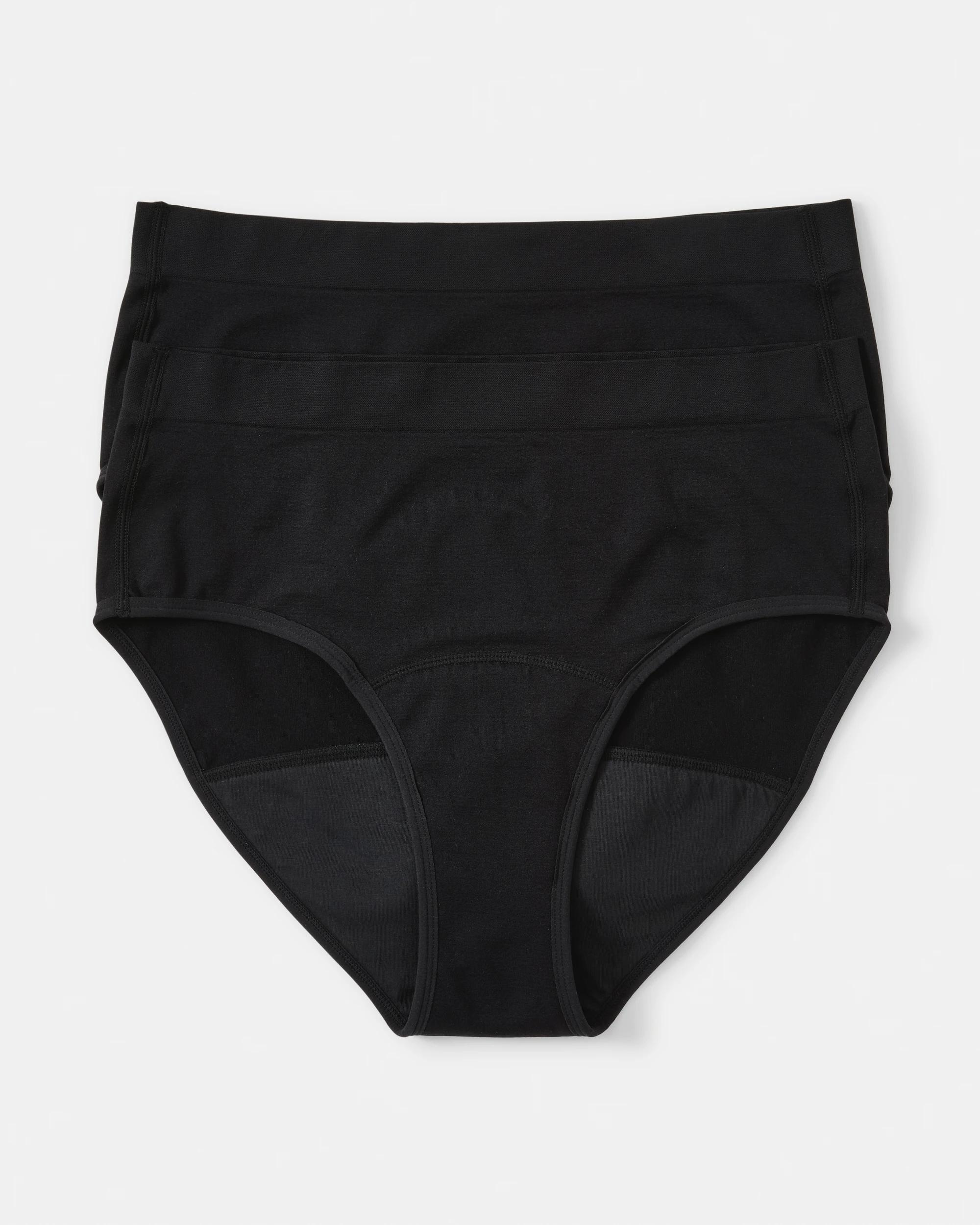 5 2 Pack Smoothing Full Period Briefs - Moderate and Heavy flow Black, 5 of 6