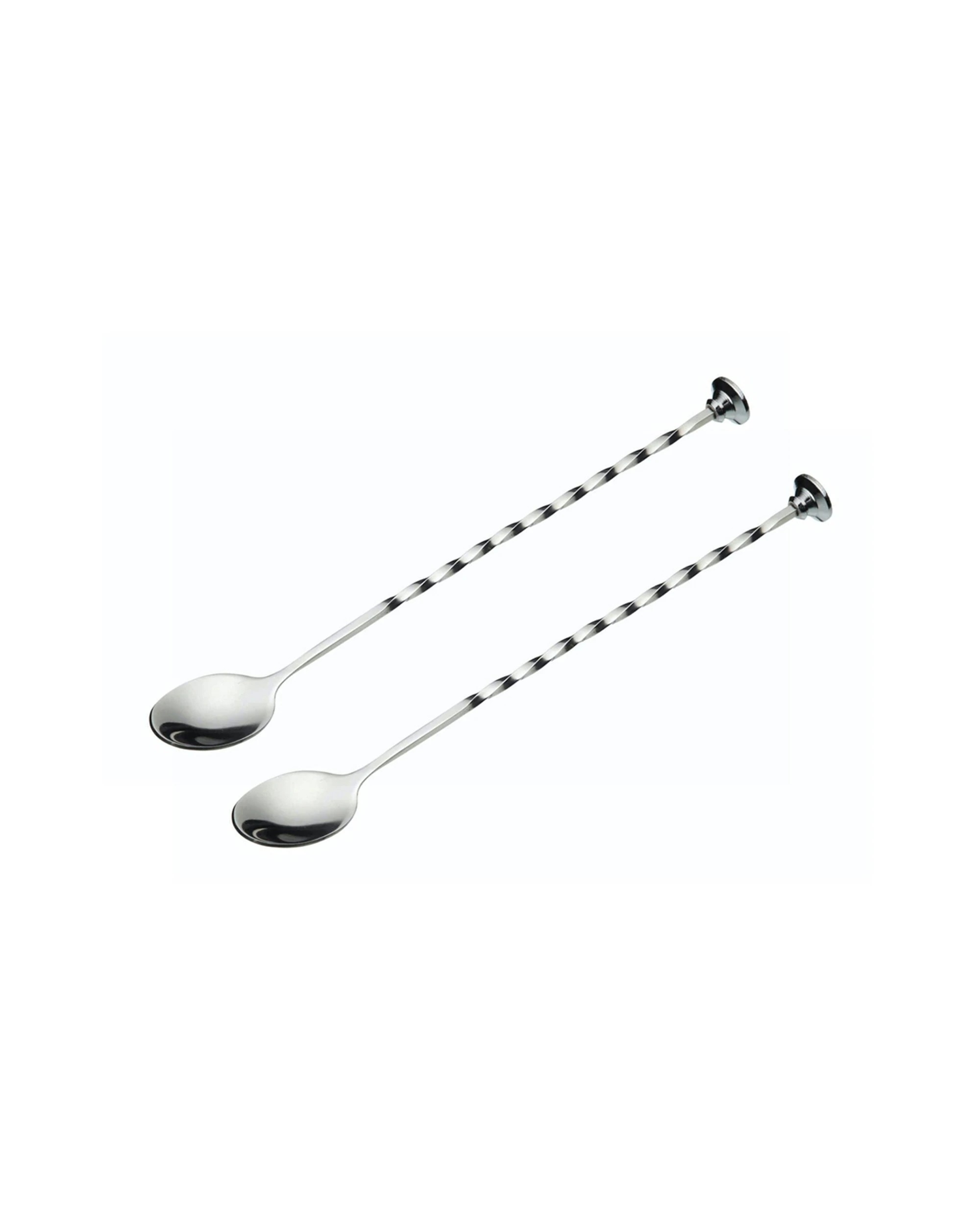 1 Barcraft 2pk Stainless Steel 28cm Cocktail Mixing Spoon With Muddler - Silver, 1 of 6