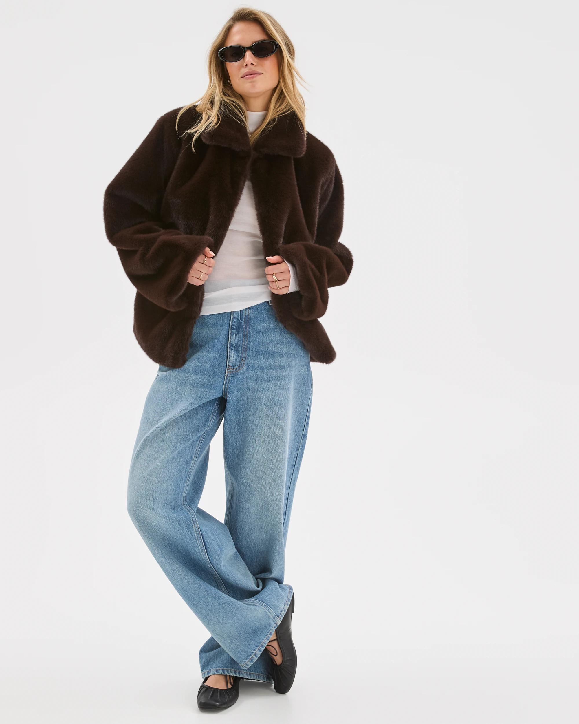 2 Lily Loves Faux Fur Coat CHOCOLATE, 2 of 8