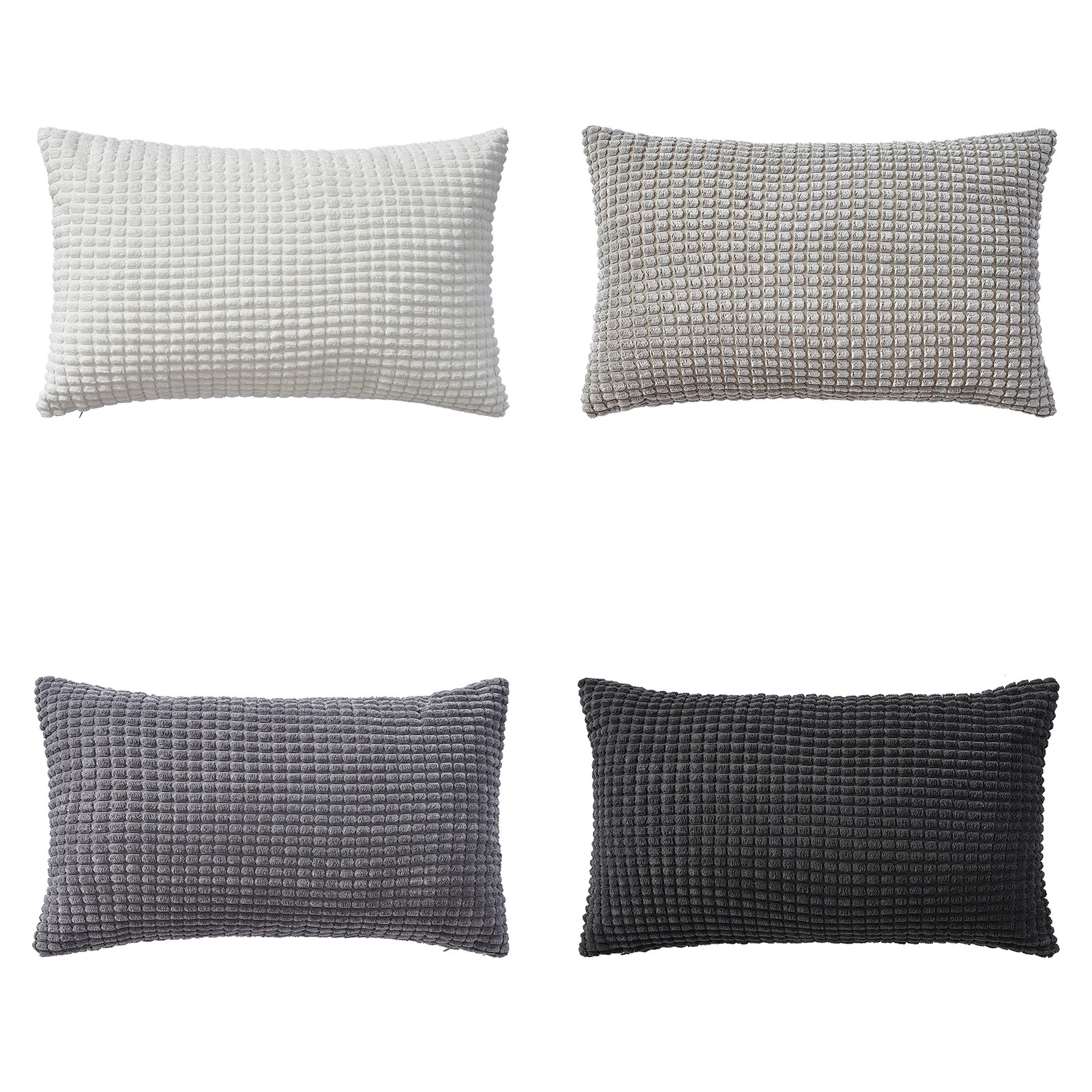 3 Gioia Casa 4-Pack Corduroy Corn Grain Inspired Cushion Covers 30x50cm - Grey, 3 of 4