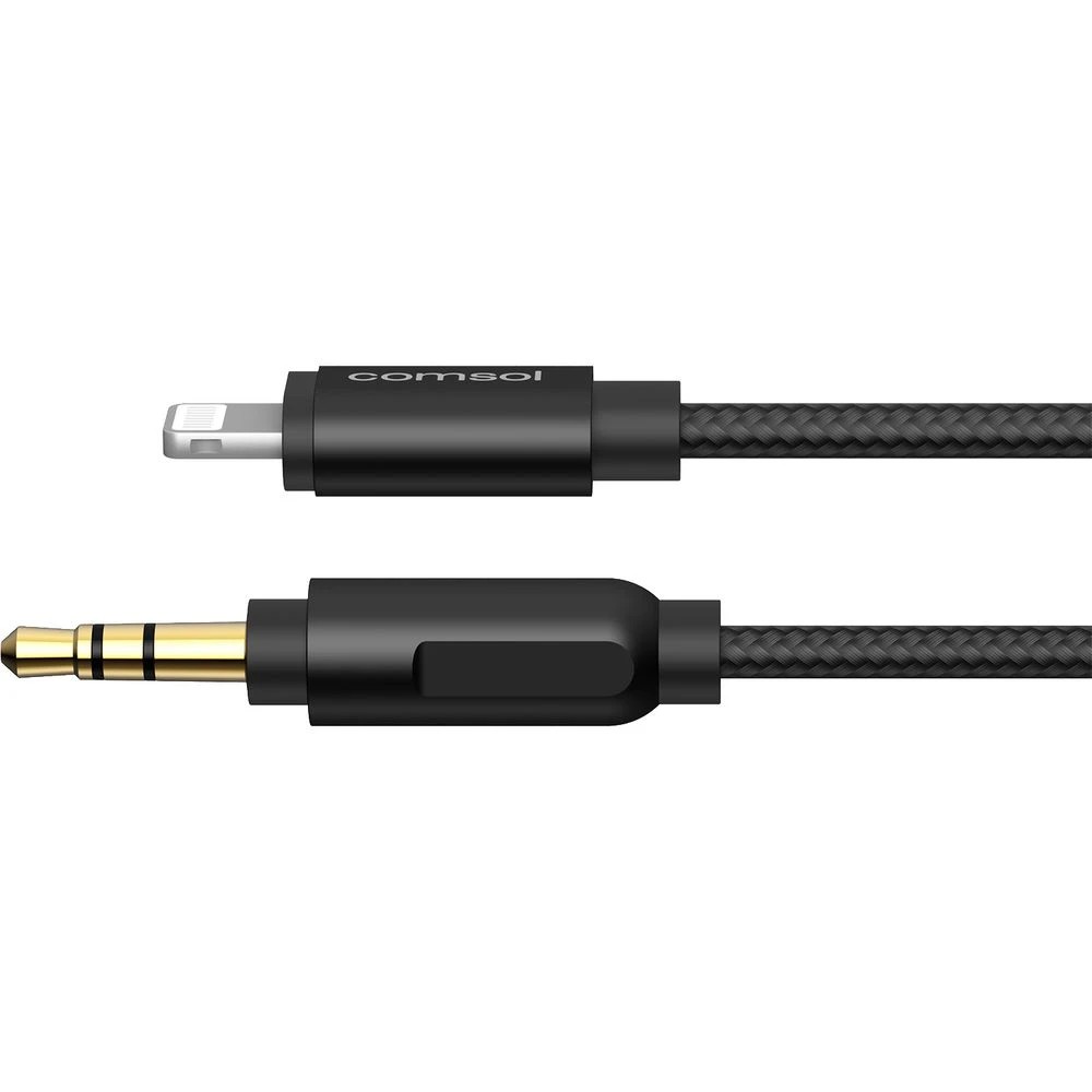 2 Comsol Lightning to 3.5mm Audio Cable 1m Black, 2 of 6