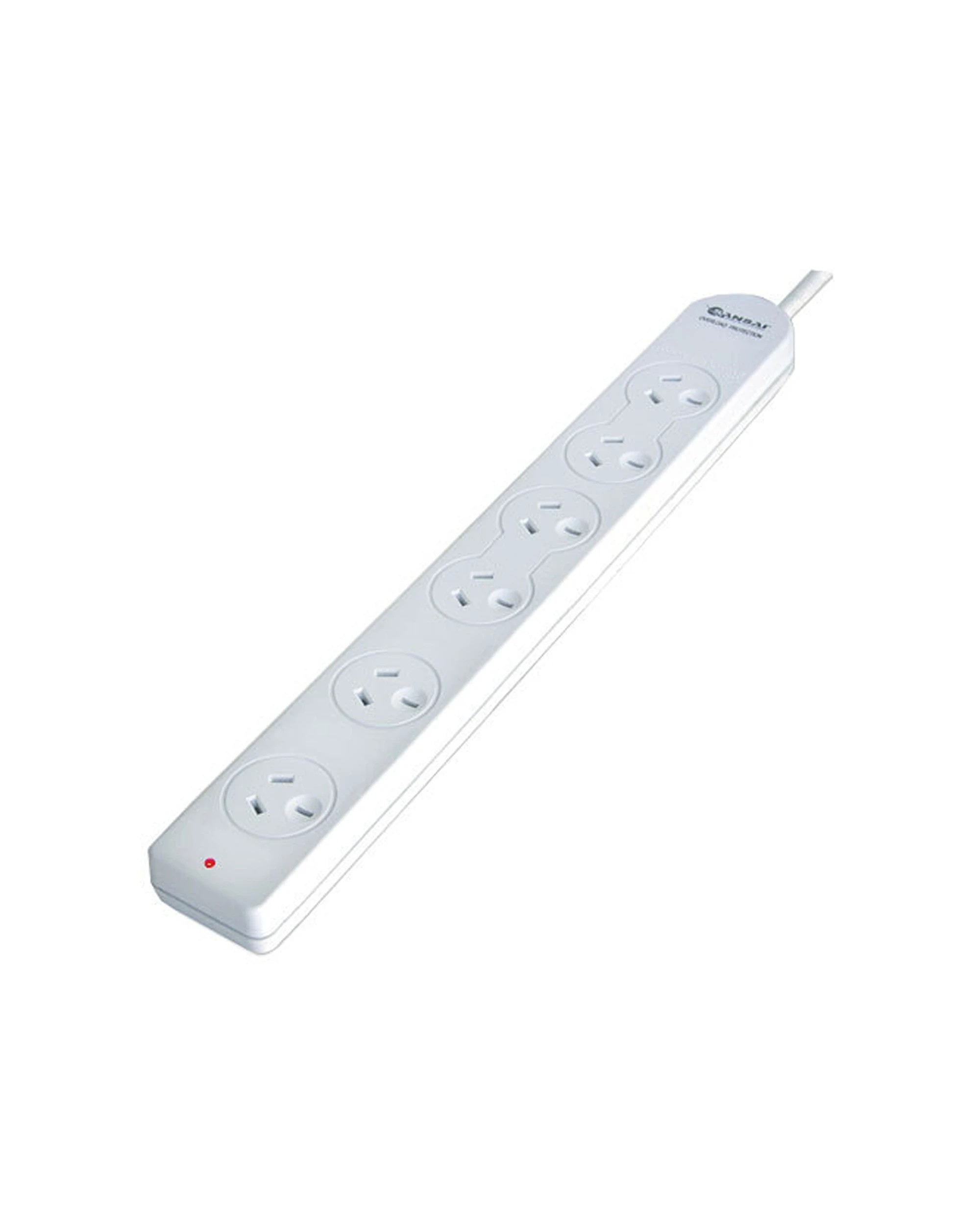 1 Sansai 6 Way Overload Protected Powerboard 1m Lead Extension Cord Port - White, 1 of 2