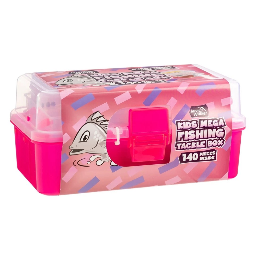 1 Jarvis Walker Kids Mega Fishing Tackle Box - Pink, 1 of 5