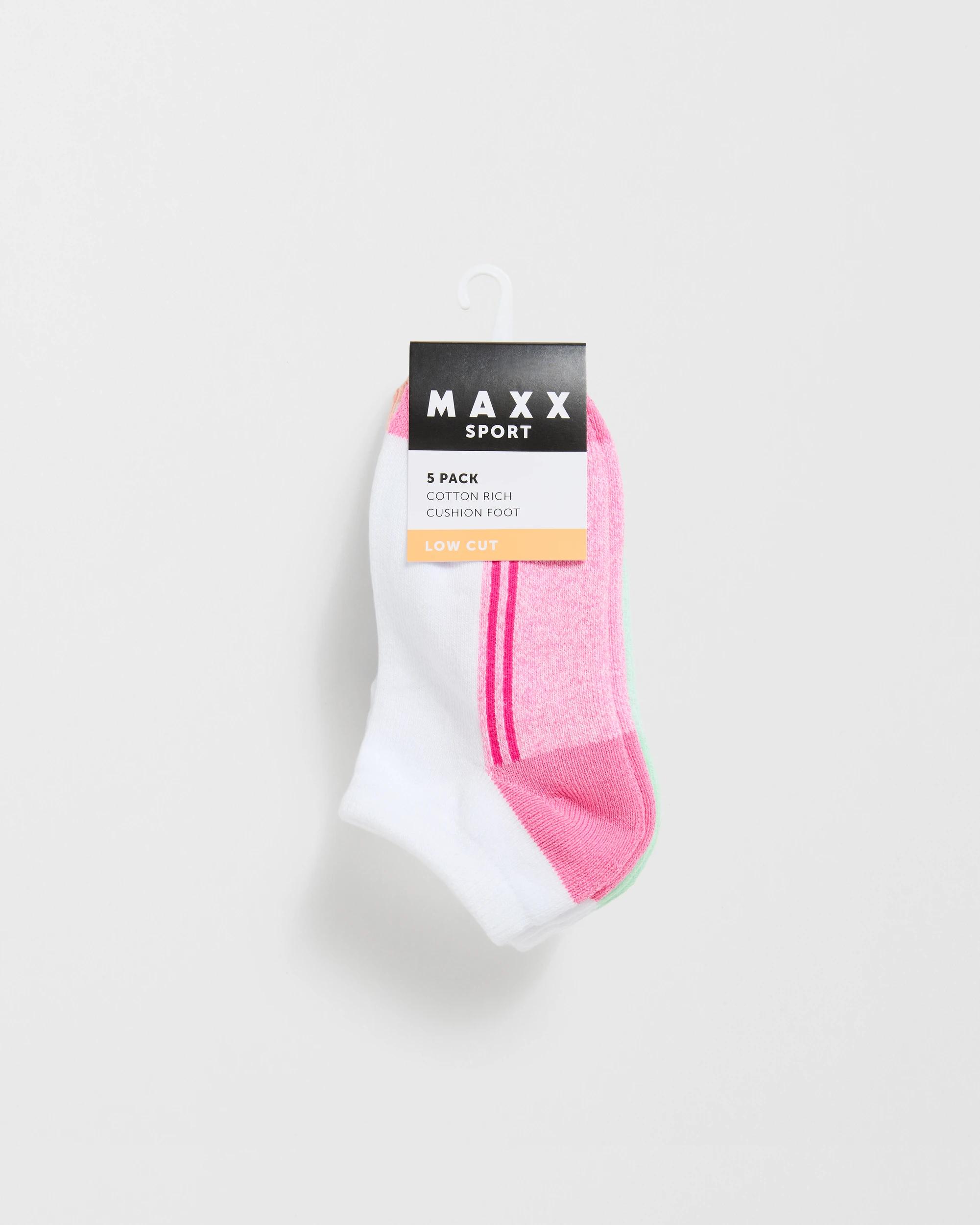 3 Maxx Cotton Blend 5 Pack Girls Low Cut Sport Socks WHITE, 3 of 3
