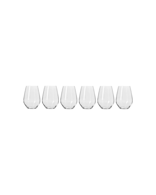Krosno 6 Piece Stemless Wine Glass Set 540ml With Gift Box Dishwasher Safe - C