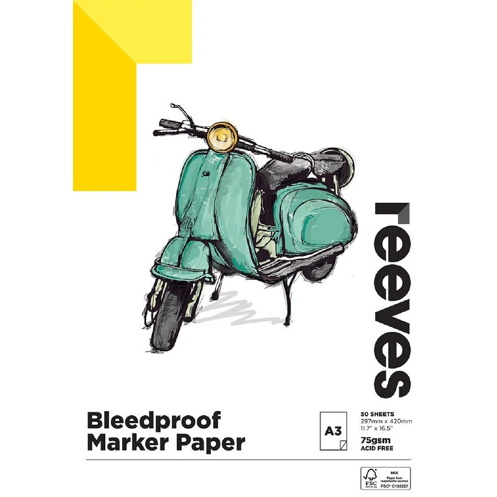 1 Reeves Bleedproof Paper Pad 70gsm 50 Sheets A3, 1 of 1