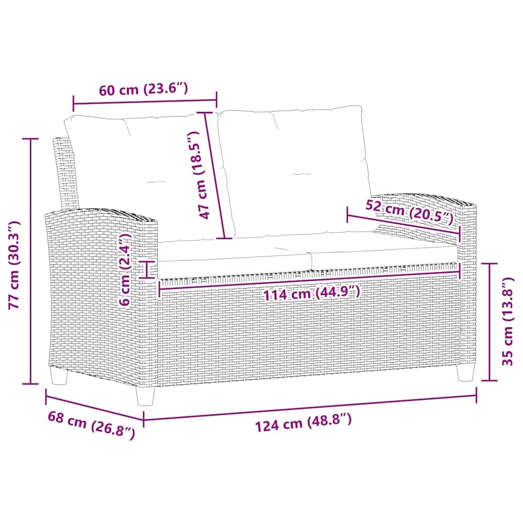 7 vidaXL Garden sofa Light Weight - Black, 7 of 8