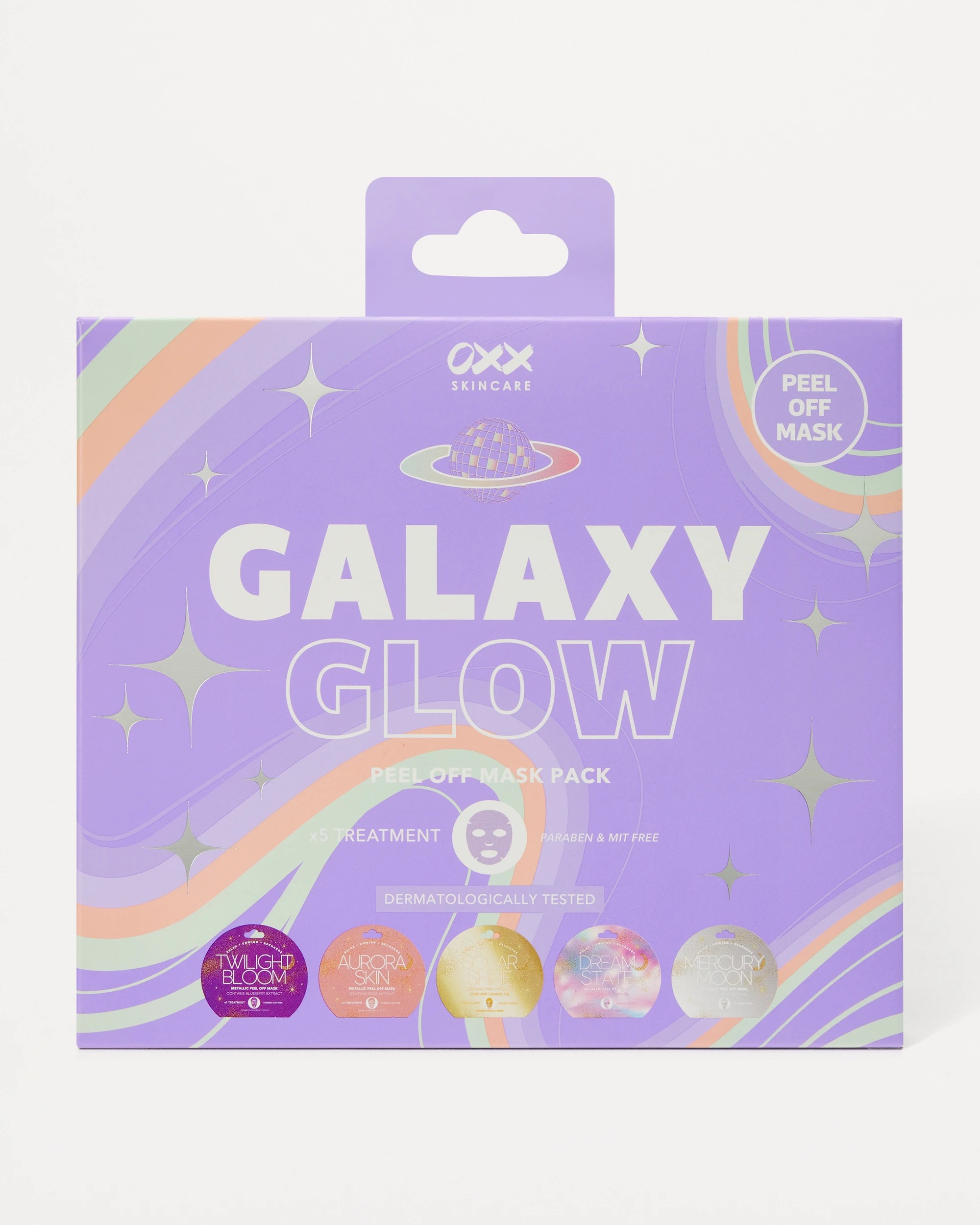 1 5 Pack Metallic Moments Peel Off Face Masks, 1 of 4