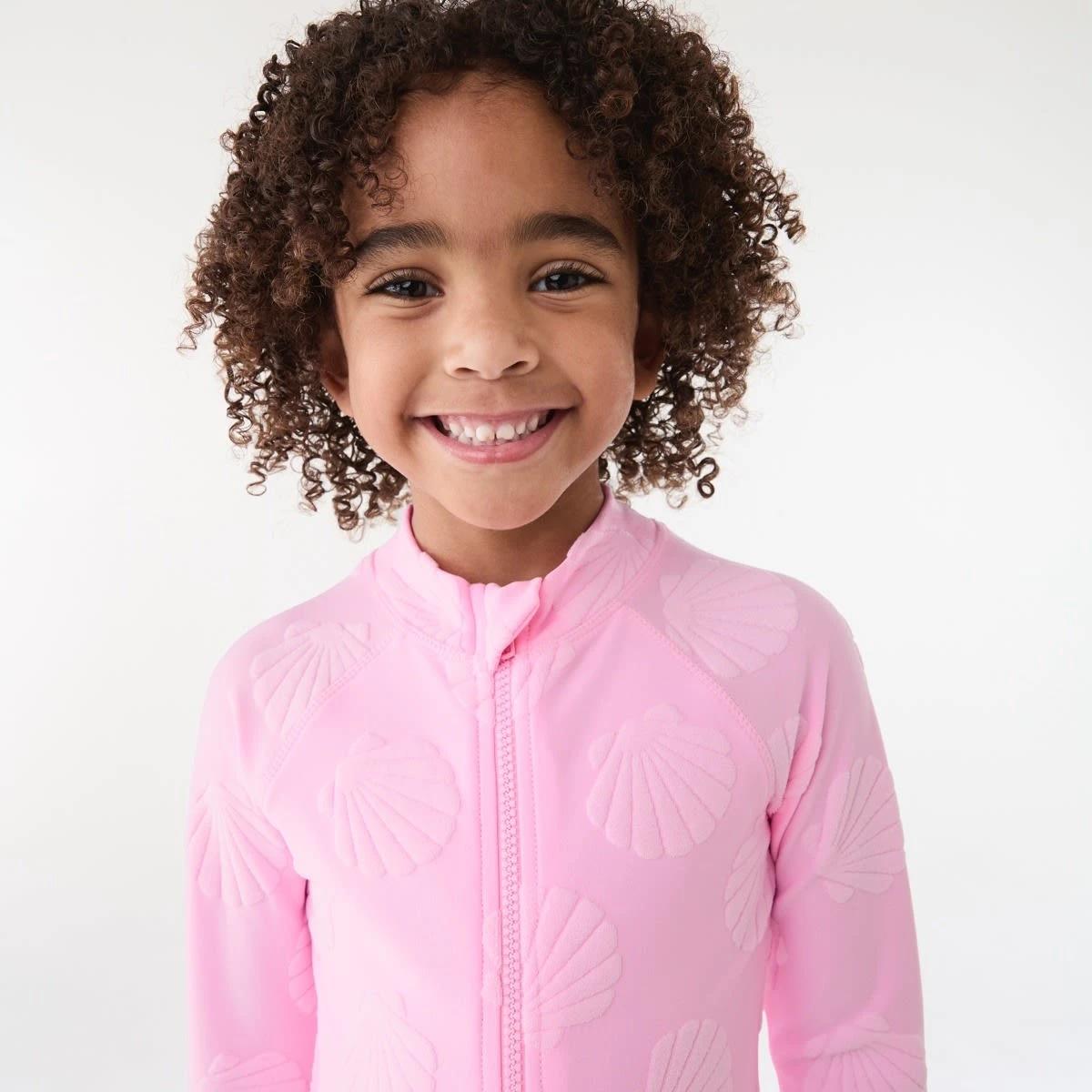 2 Long Sleeve One Piece Swimsuit Pnk Shell, 2 of 8