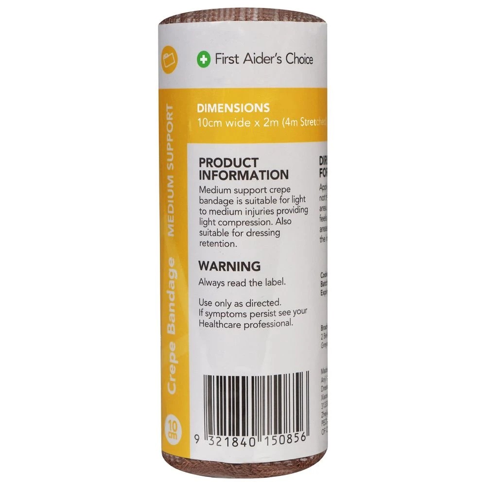 2 First Aiders Choice Medium Support Crepe Bandage 10cm, 2 of 3