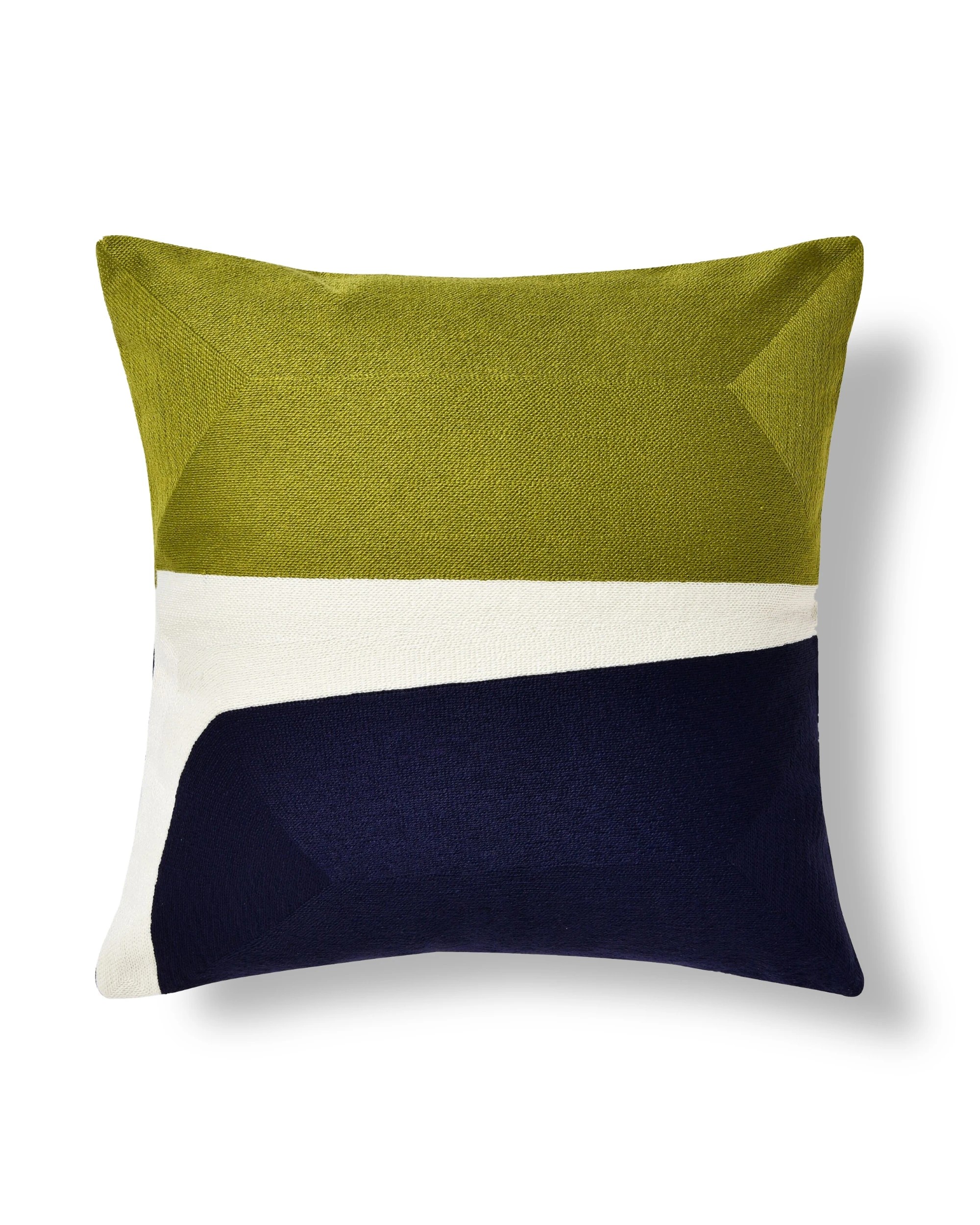 1 Cadence & Co. Lawrence Crewel Embroidered Cushion 45x45cm - Olive and Navy, 1 of 5
