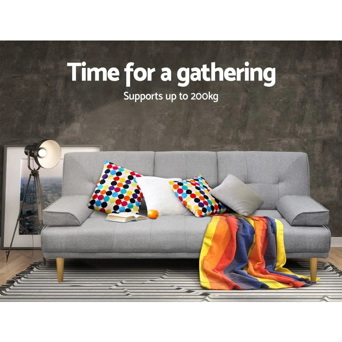 5 Artiss Sofa Bed 188cm Grey Faux Linen
 - Grey, 5 of 8