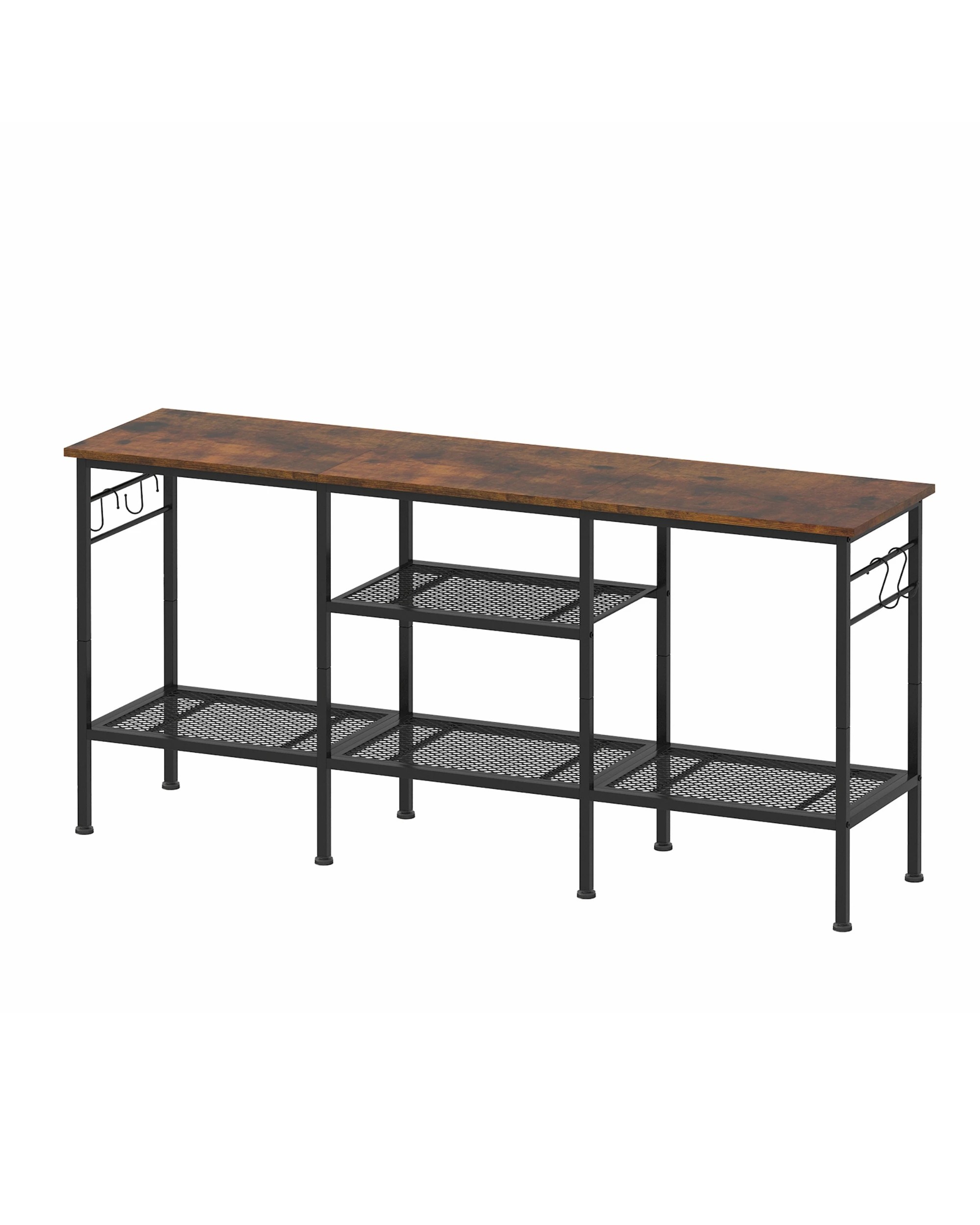 1 Advwin TV Cabinet 120cm Entertainment Unit Stand w/ Shelf & Hooks Media Console Table, 1 of 8