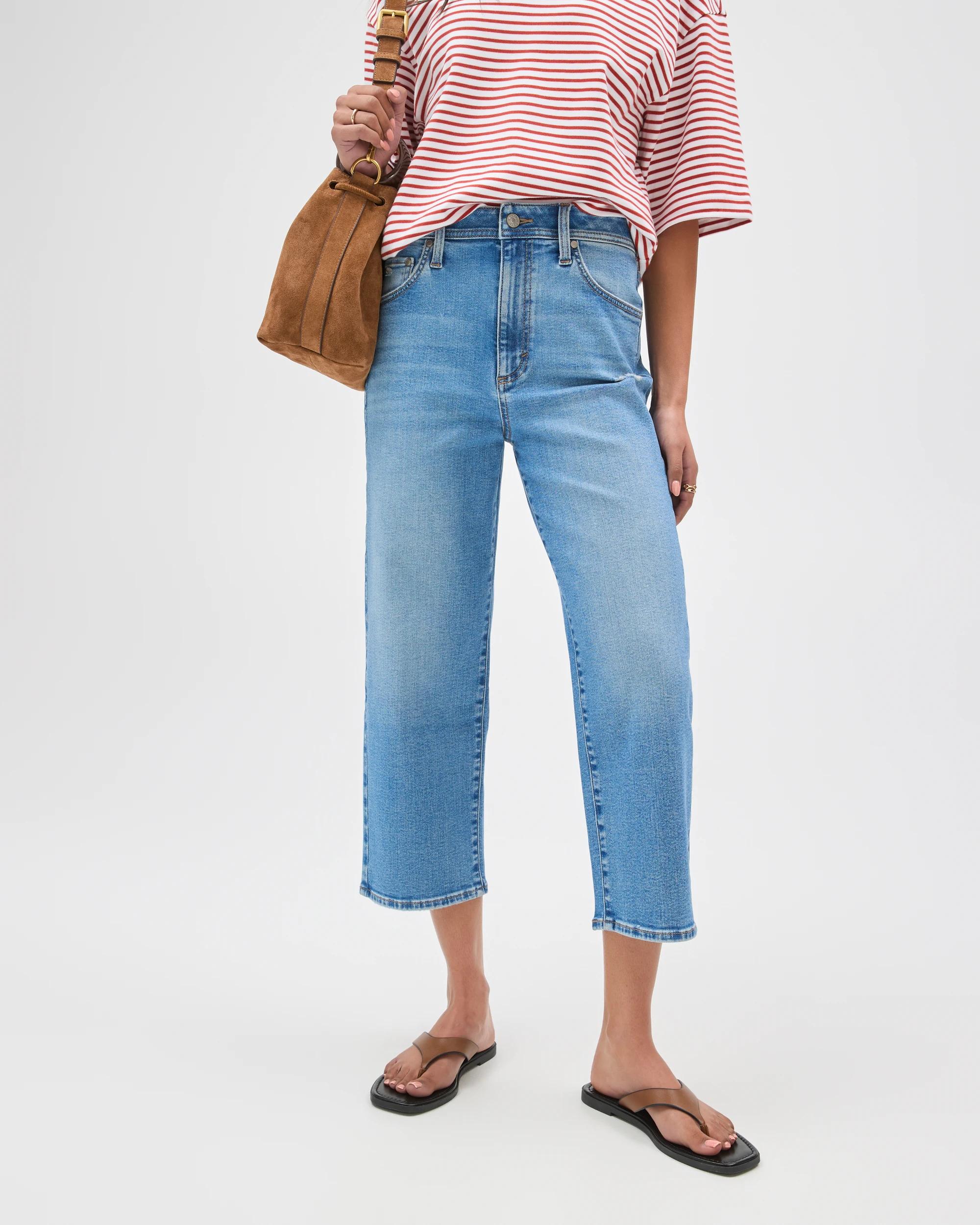 3 Target Denim Tara Slim Fit Straight Leg Cropped Denim Jeans MID WORN INDIGO, 3 of 7