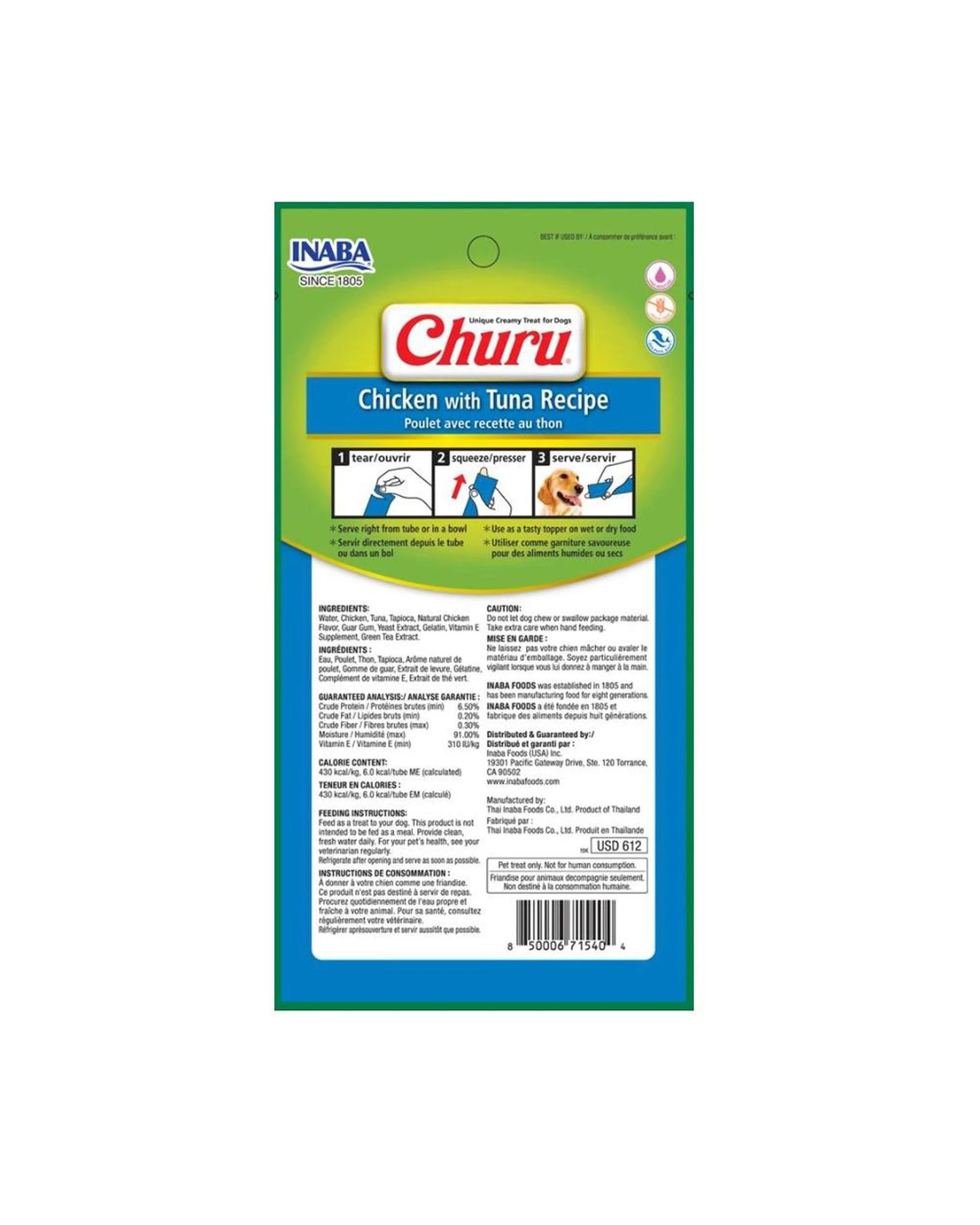 2 Inaba Churu Natural Dog Treat Chicken w/ Tuna 6 x 56g, 2 of 2