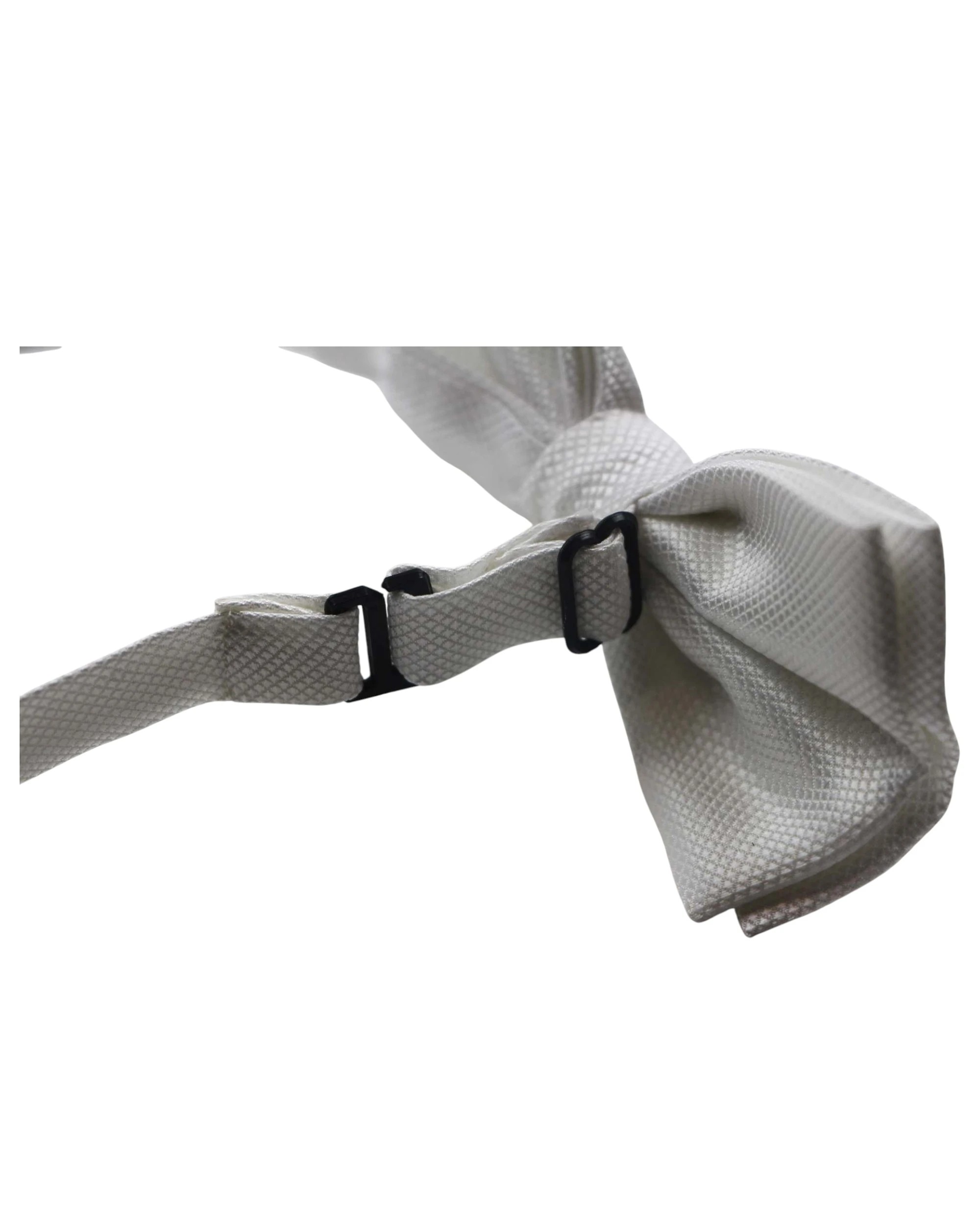 2 Zasel Mens White Plain Coloured Checkered Bow Tie - White, 2 of 5