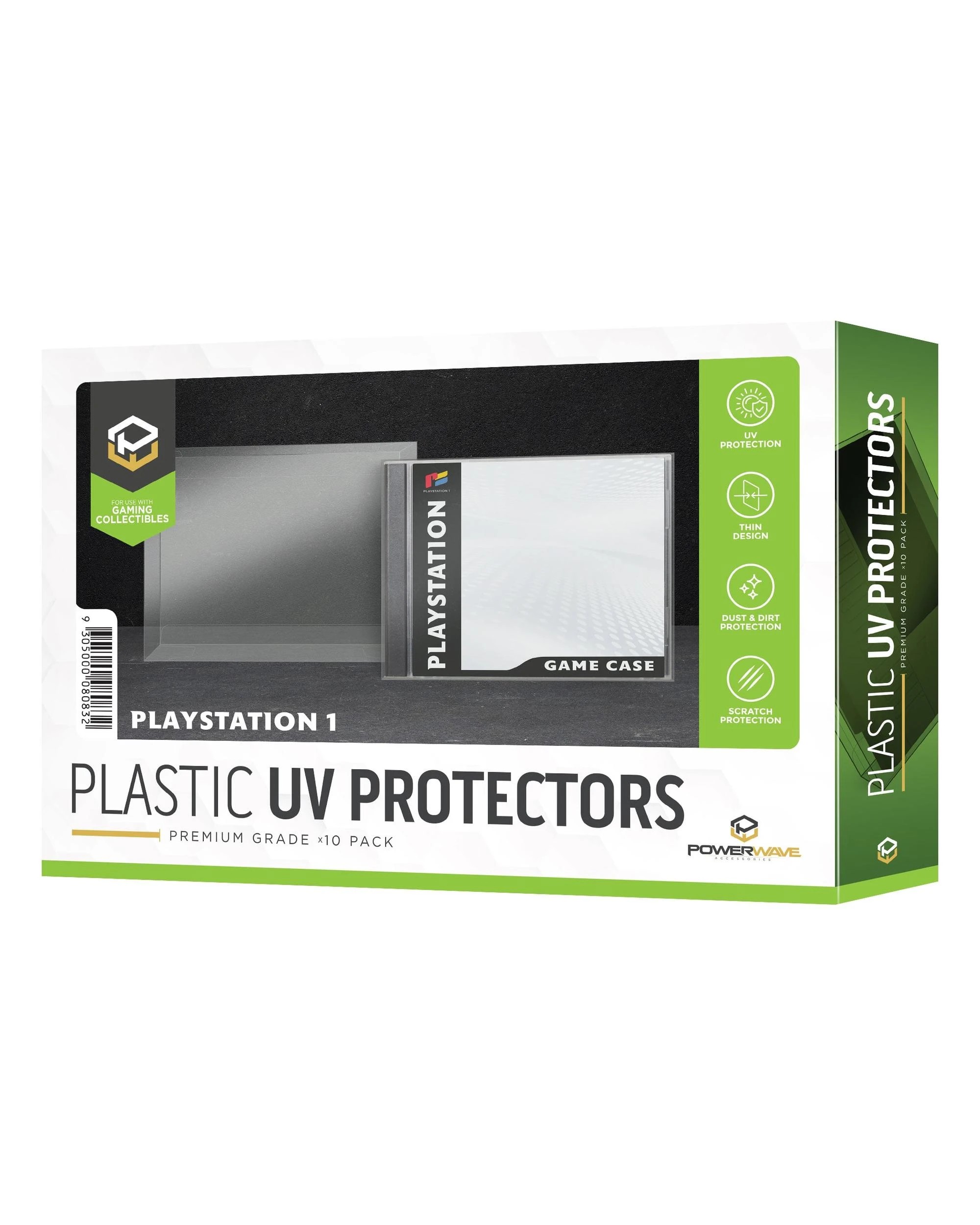 1 Powerwave PS1 Game Case 0.5mm Plastic UV Protector 10 Pack - Clear, 1 of 1