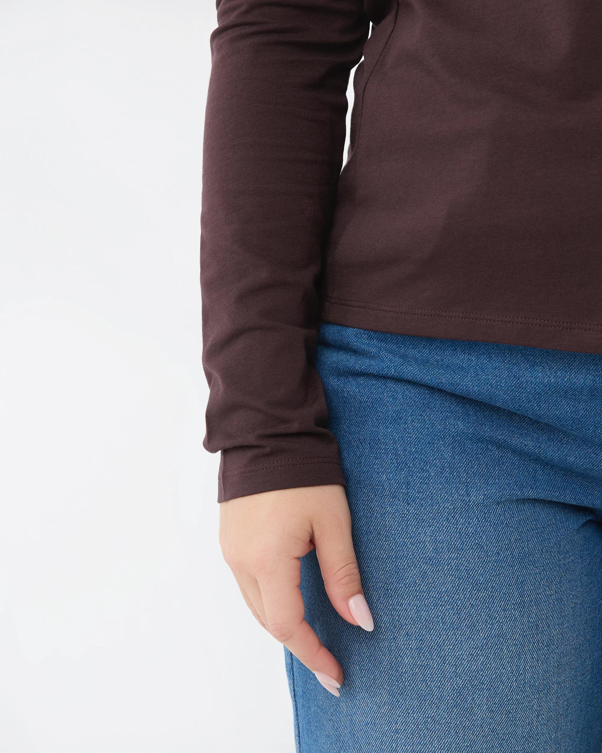 4 Long Sleeve Stretch Crew Neck T-shirt Choc Plum, 4 of 6