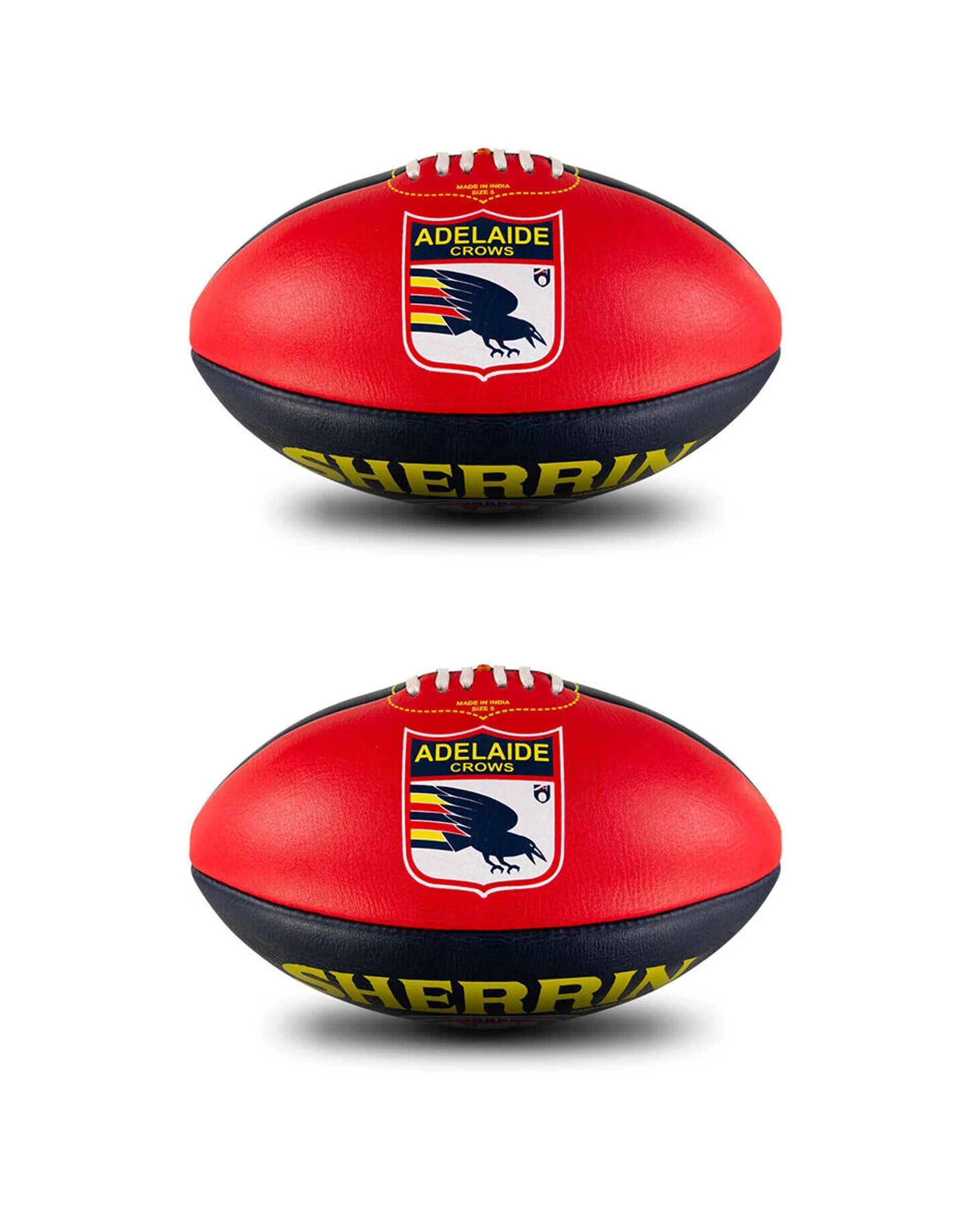 1 Sherrin AFL Team Leather Football 2 Pack Adelaide Crows Size 5 Full Grain - Multi, 1 of 5