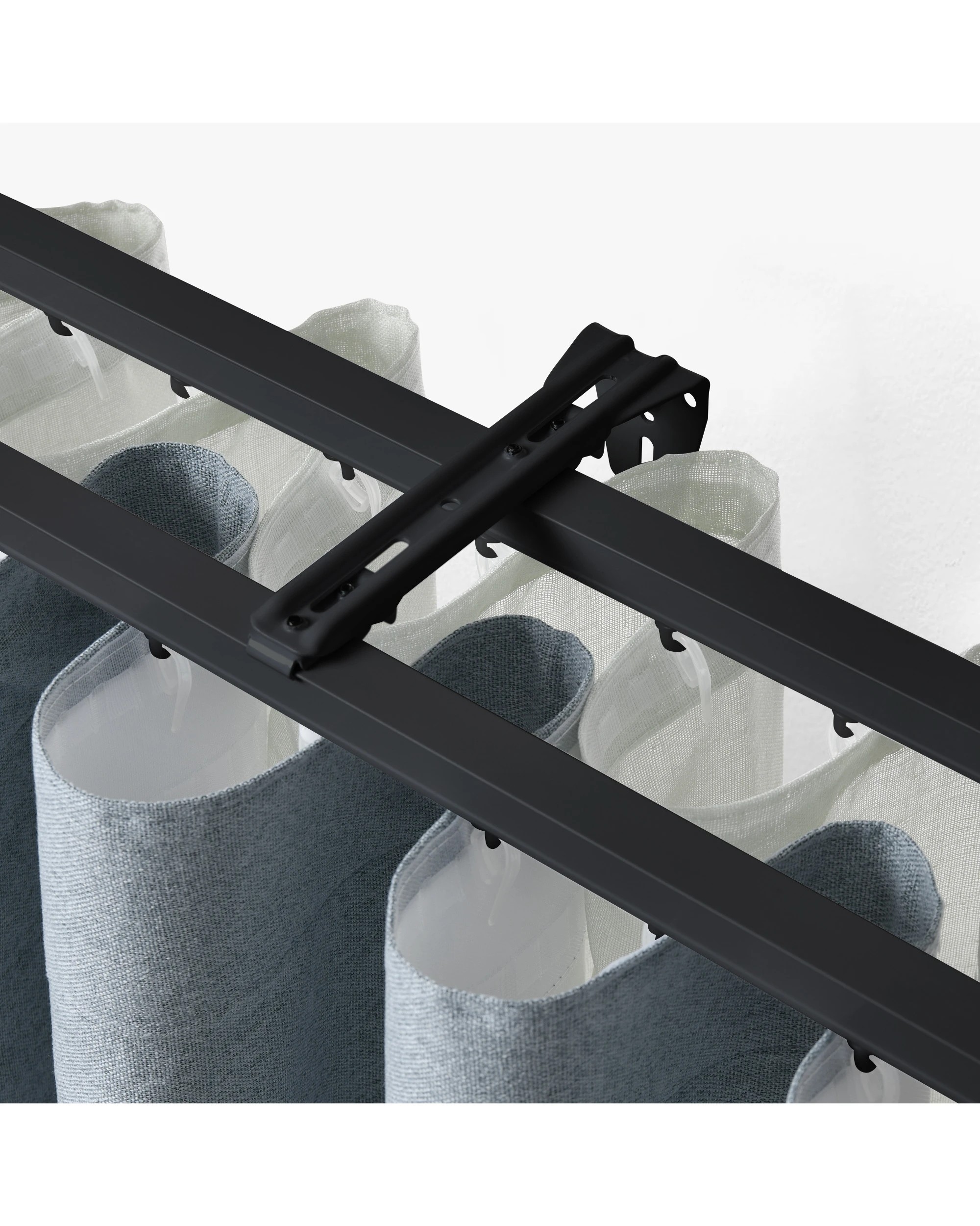 2 Cadence & Co. S-Fold Curtain Track Double Bracket 3 Pack - Black, 2 of 5