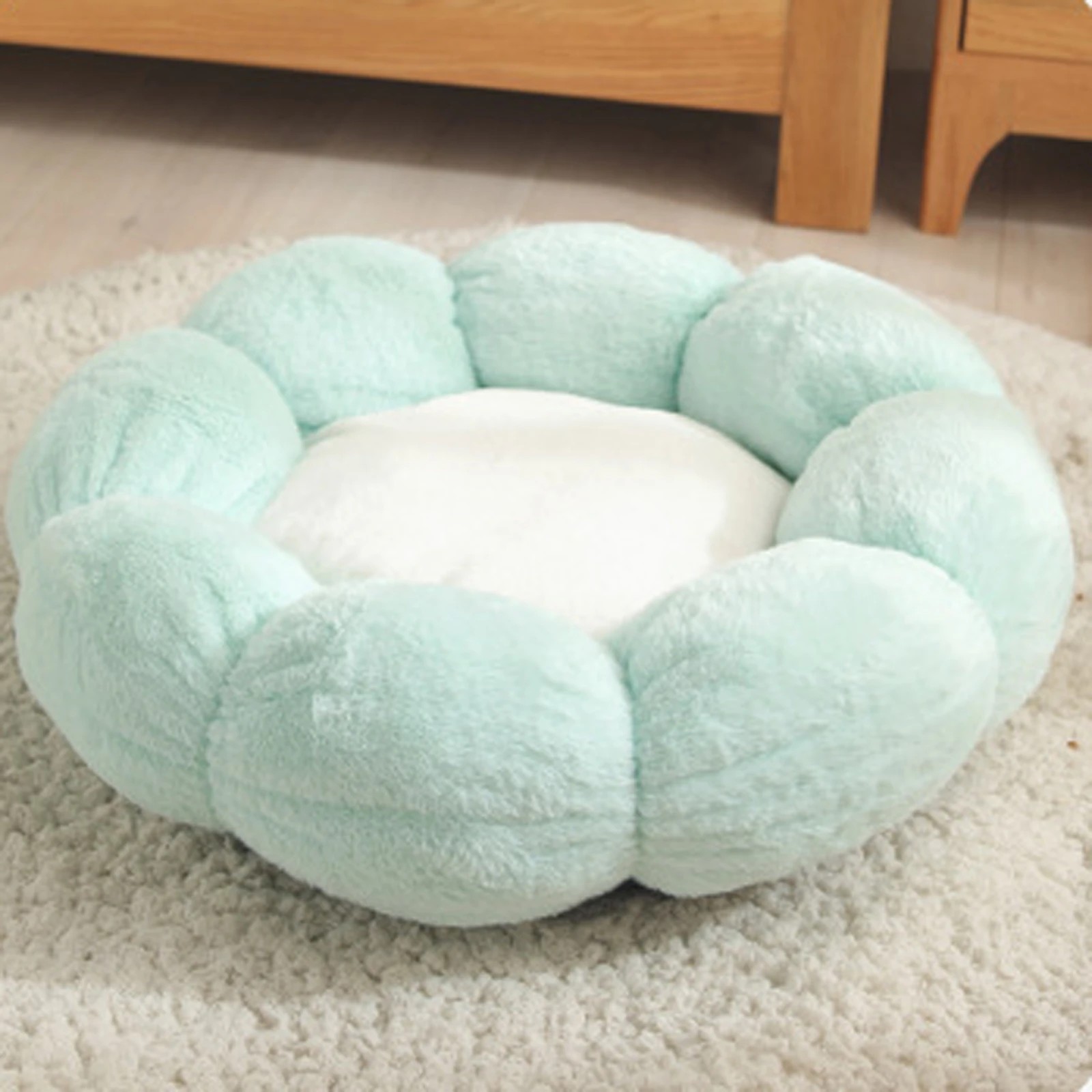 1 Todo Pet Nesting Bed 55cm Diameter Soft Warm Dog Cat Sleeping Bed - Light Blue, 1 of 4