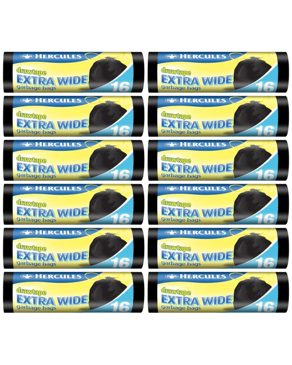 Hercules Extra Wide Garbage Bags 56L 192 Pack