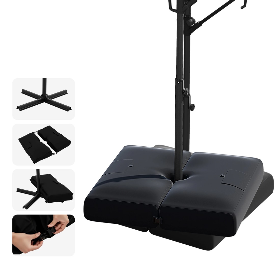 3 Costway 3m Solar Offset Outdoor LED Umbrella Cantilever, 3 of 4