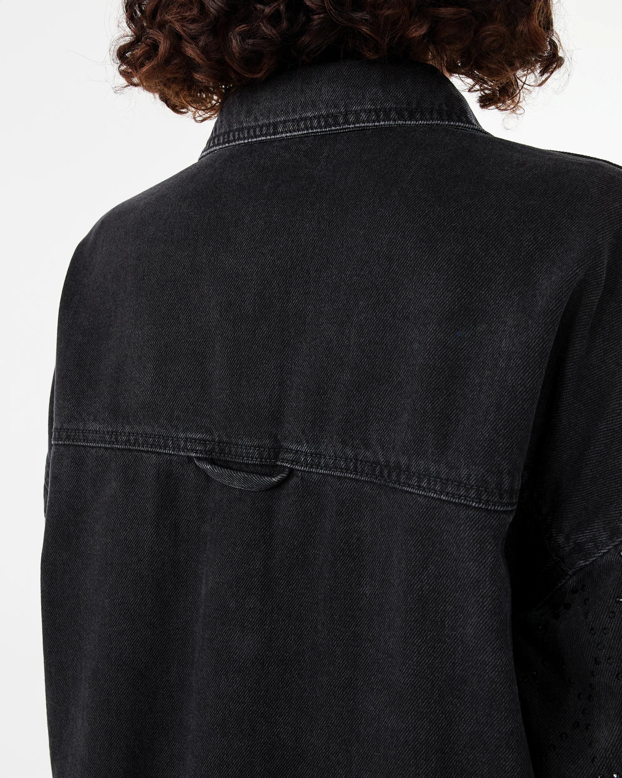 9 Long Sleeve Diamante Denim Shirt Black Wash, 9 of 9