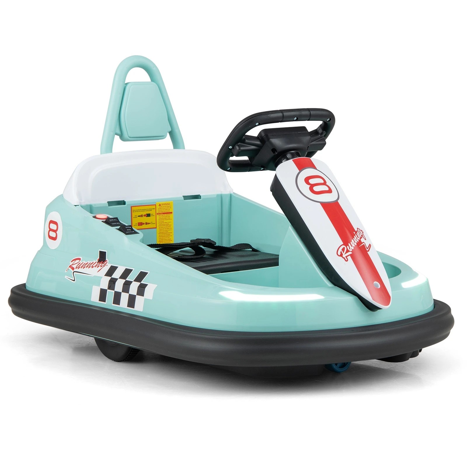 1 Costway 6V Electric Bumper Car 360° Spin Vehicle Dual Motors - Green, 1 of 1