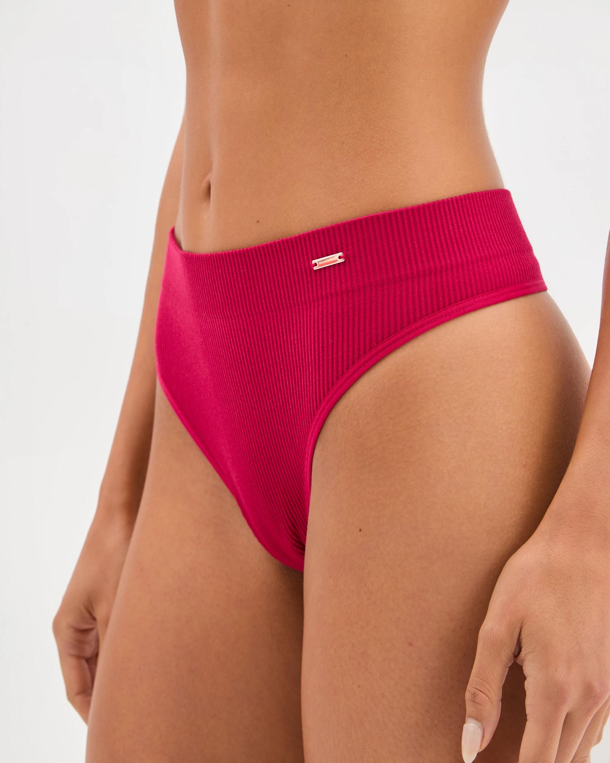 5 Lily Loves 2 Pack Ribbed Seamfree High Waisted G-String Briefs WINEBERRY, 5 of 10