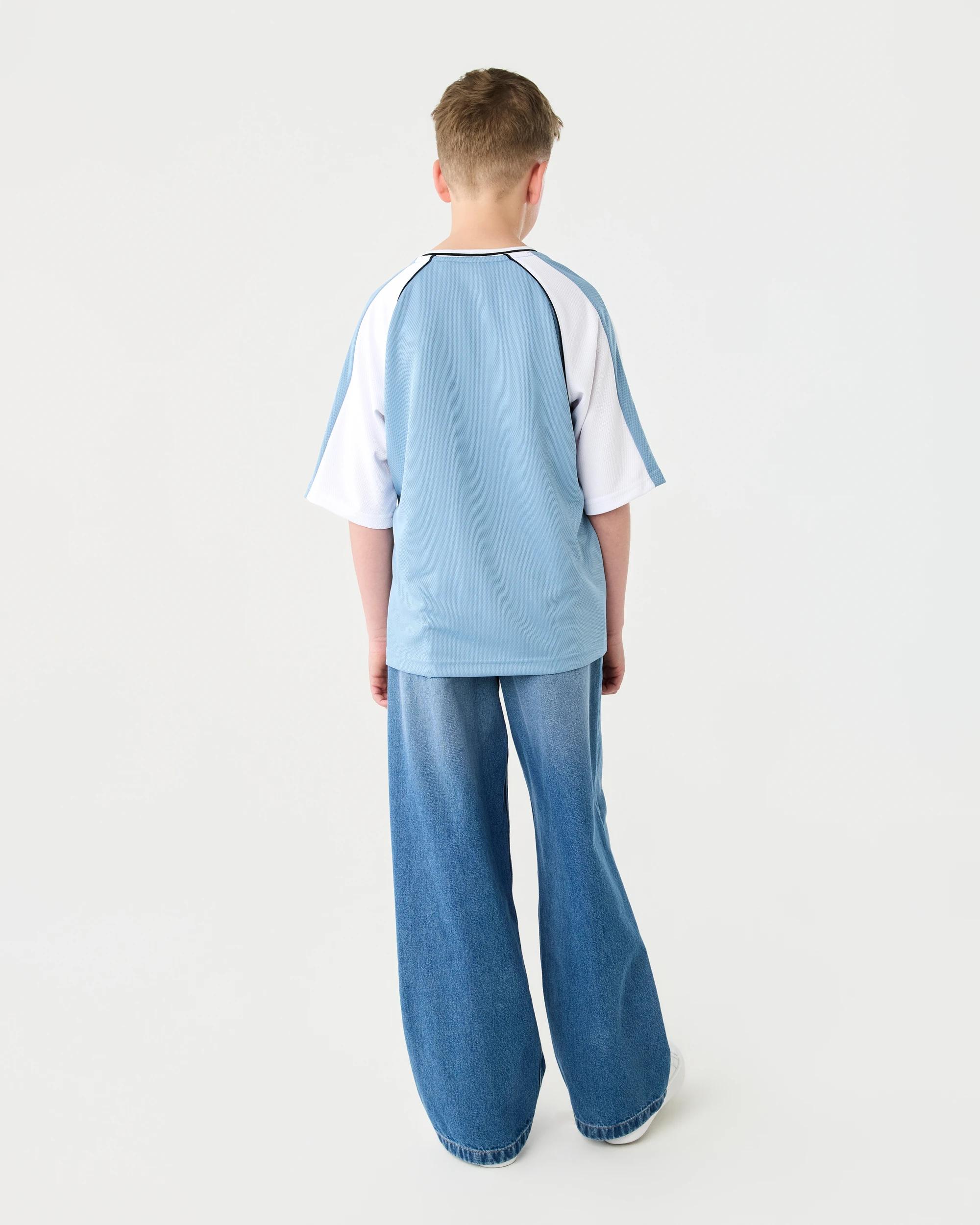 8 Short Sleeve Oversized Mesh T-shirt Faded Blue, 8 of 8