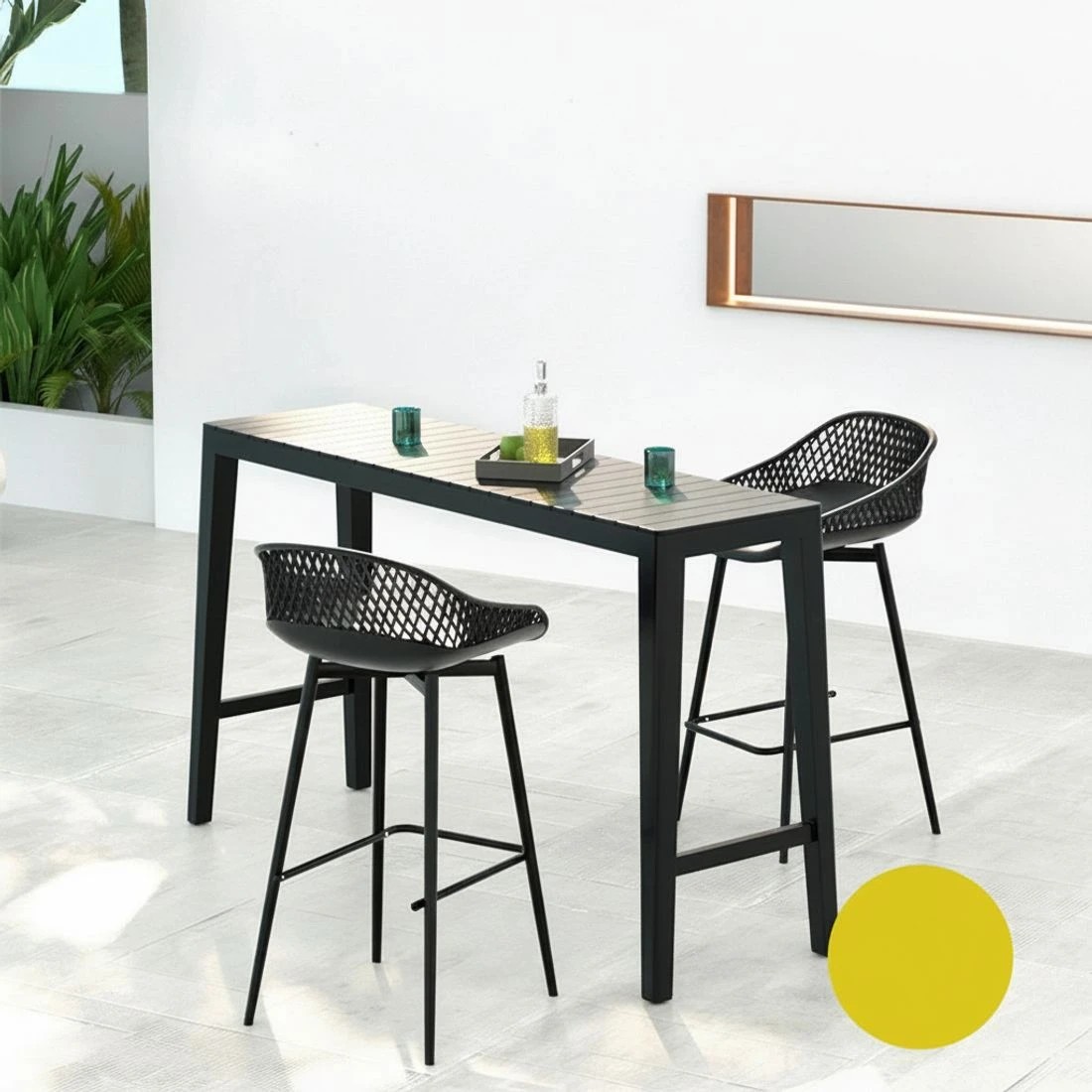 6 Gardeon 2PC Outdoor Bar Stools Plastic Metal Dining Chair Patio Furniture Garden - Black, 6 of 7